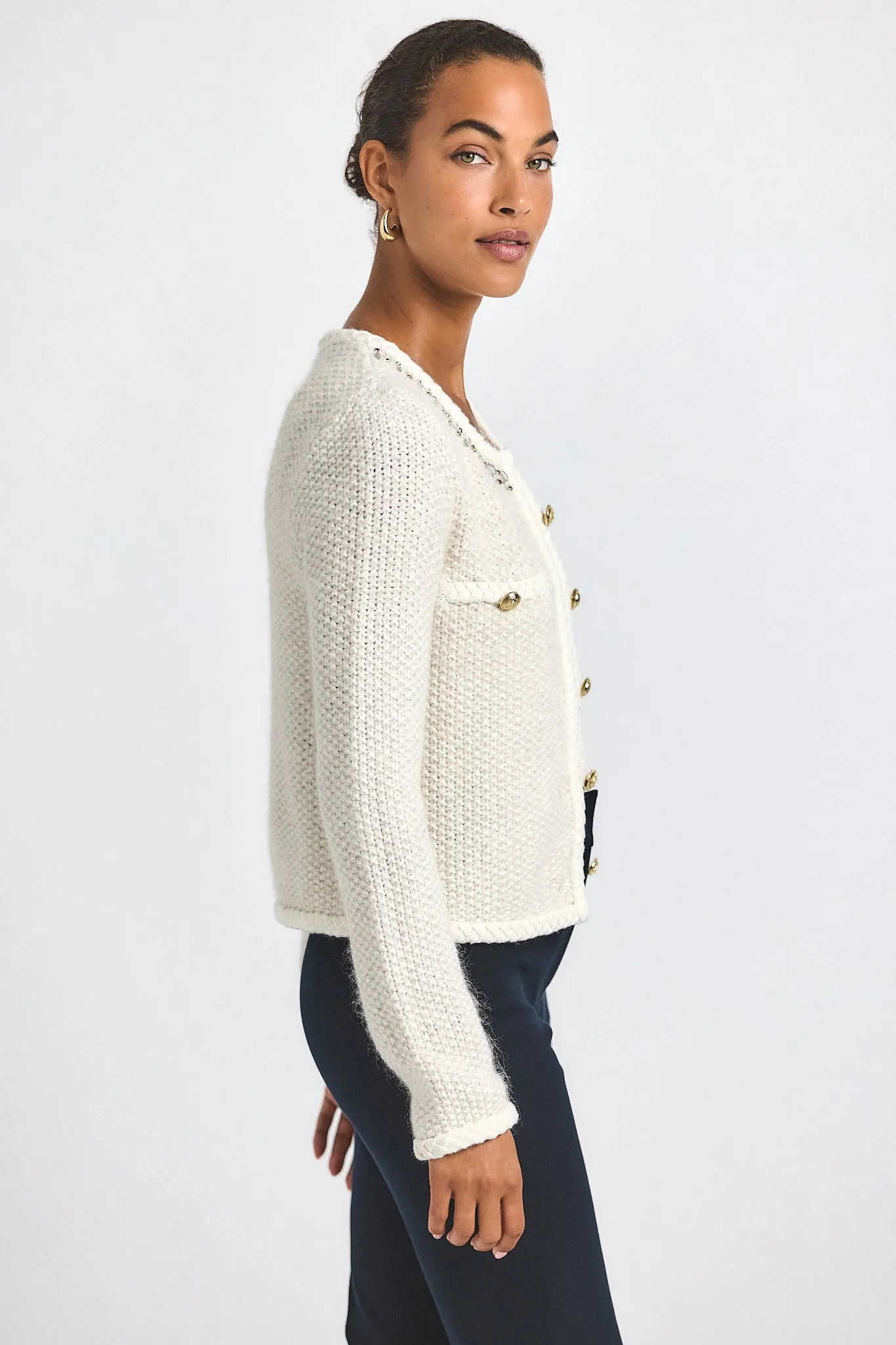 Zaria Cardigan Jacket - Cream sold by Derek Lam product image thumbnail 3