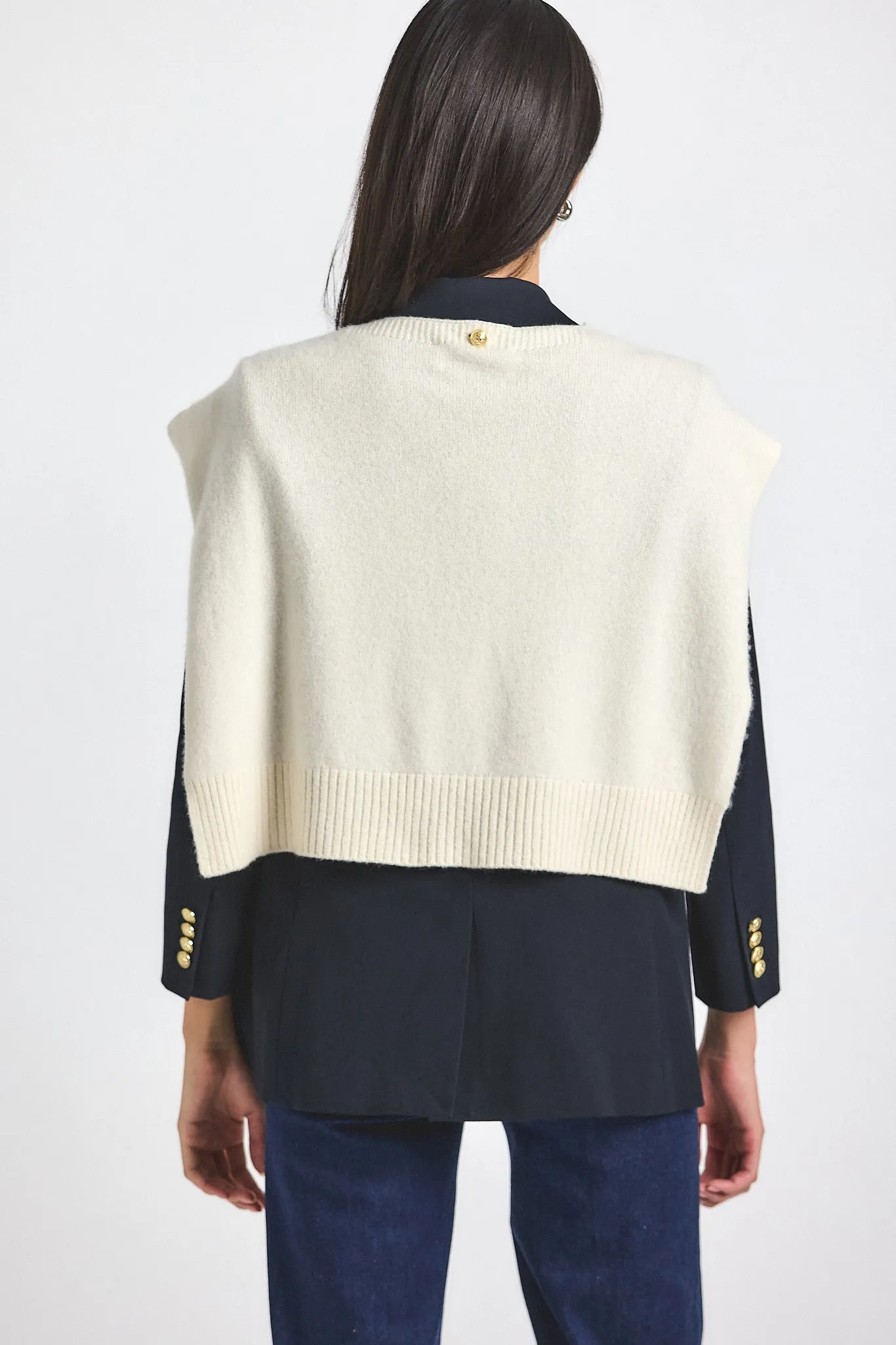 Walter Double Breasted Jacket with Shrug - Black-Chalk sold by Derek Lam product image thumbnail 5