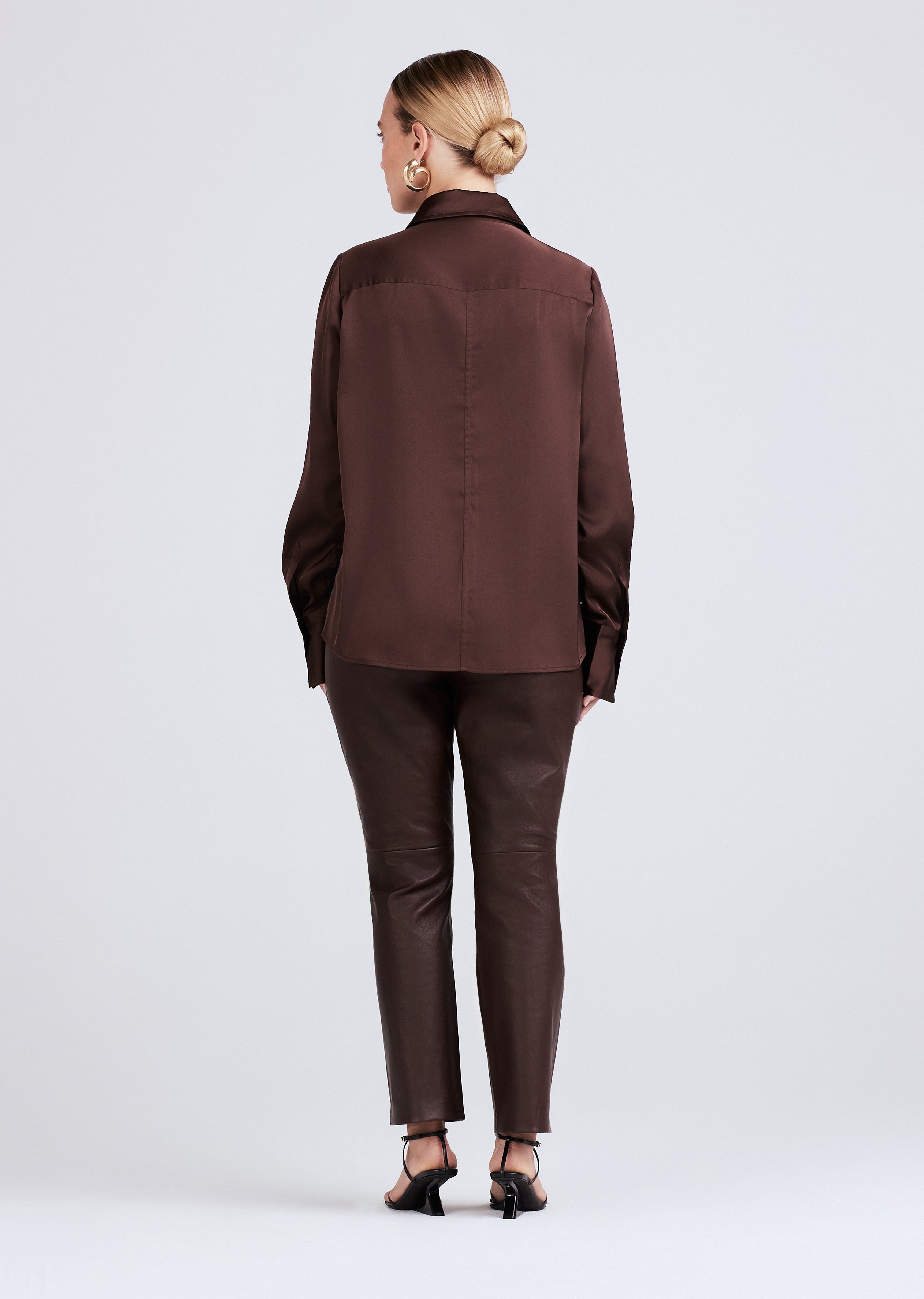 Lorena Button Down Blouse - Chocolate sold by Derek Lam product image thumbnail 4