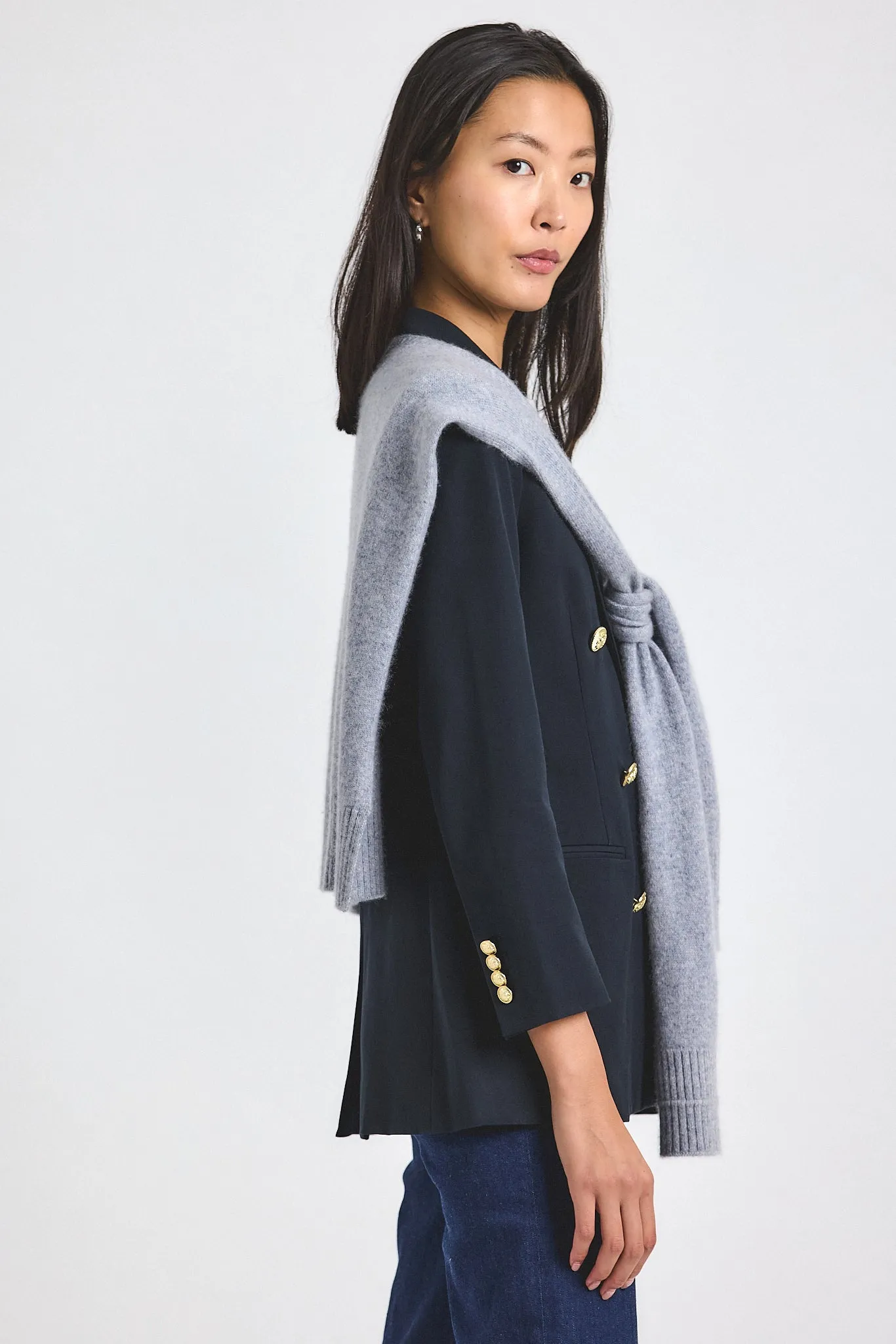 Walter Double Breasted Jacket with Shrug - Midnight-Vapour sold by Derek Lam product image thumbnail 3