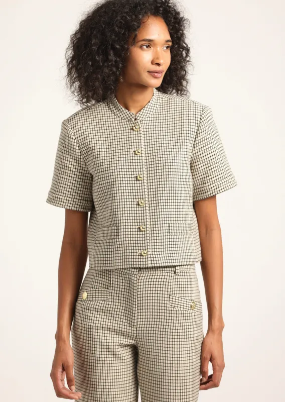 Grace Short Sleeve Jacket - Biscuit Multi made by Derek Lam