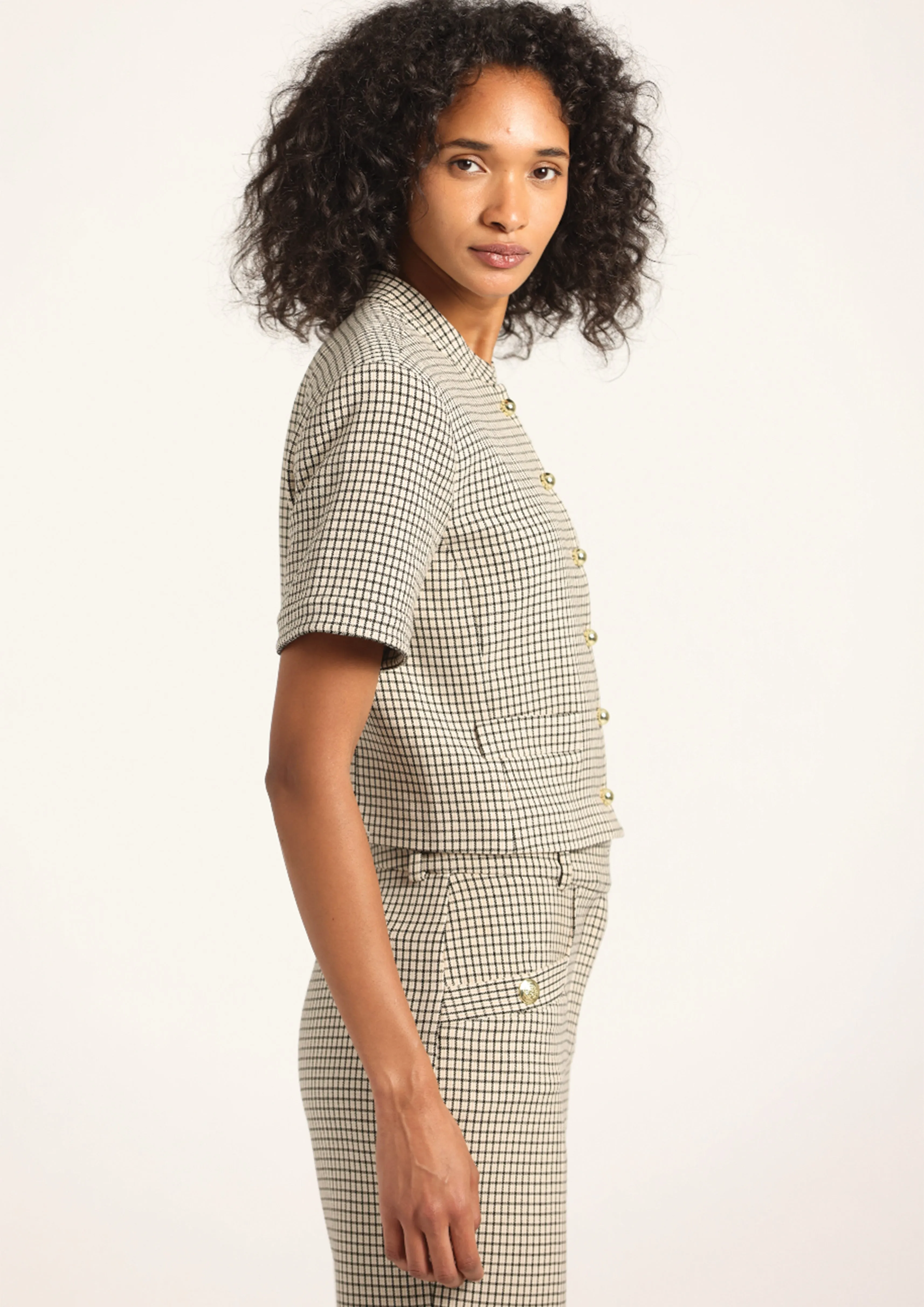 Grace Short Sleeve Jacket - Biscuit Multi sold by Derek Lam product image thumbnail 4