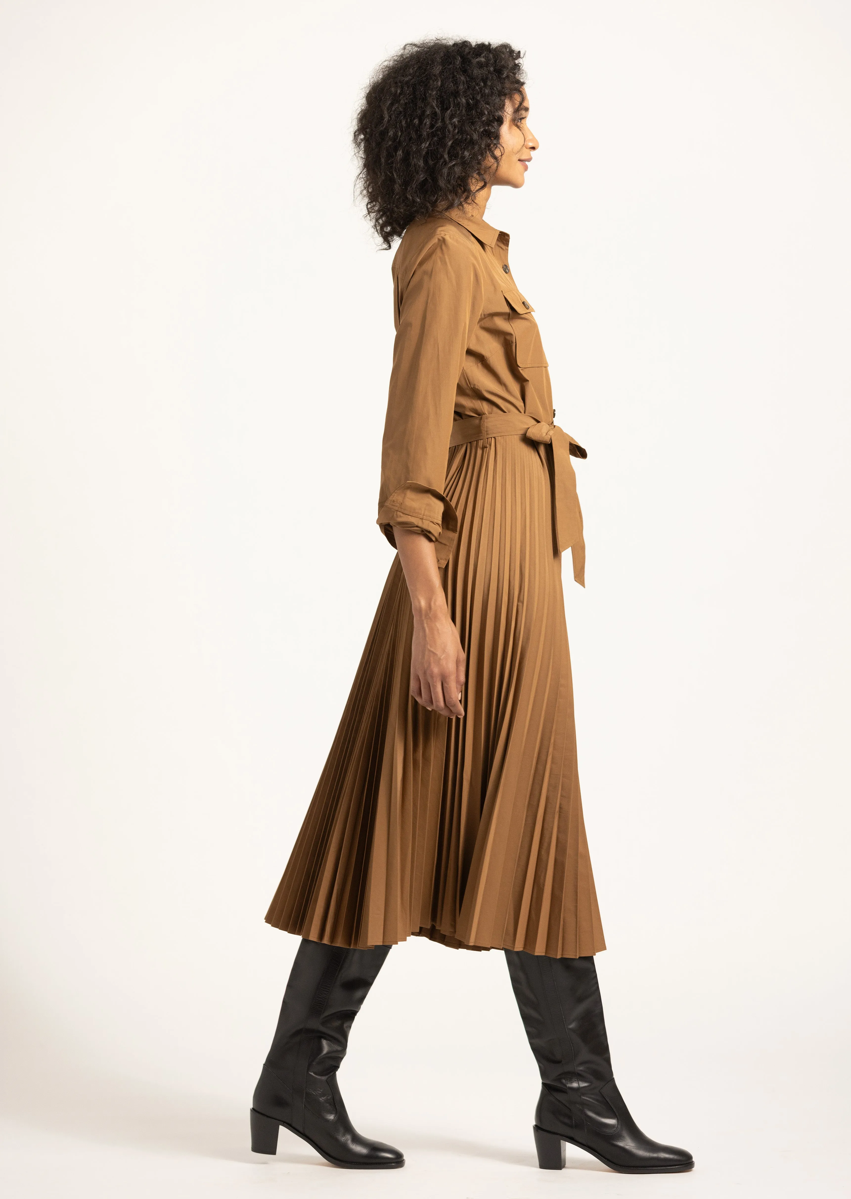 Kenza Pleated Midi Dress - Dark Mocha sold by Derek Lam product image thumbnail 4