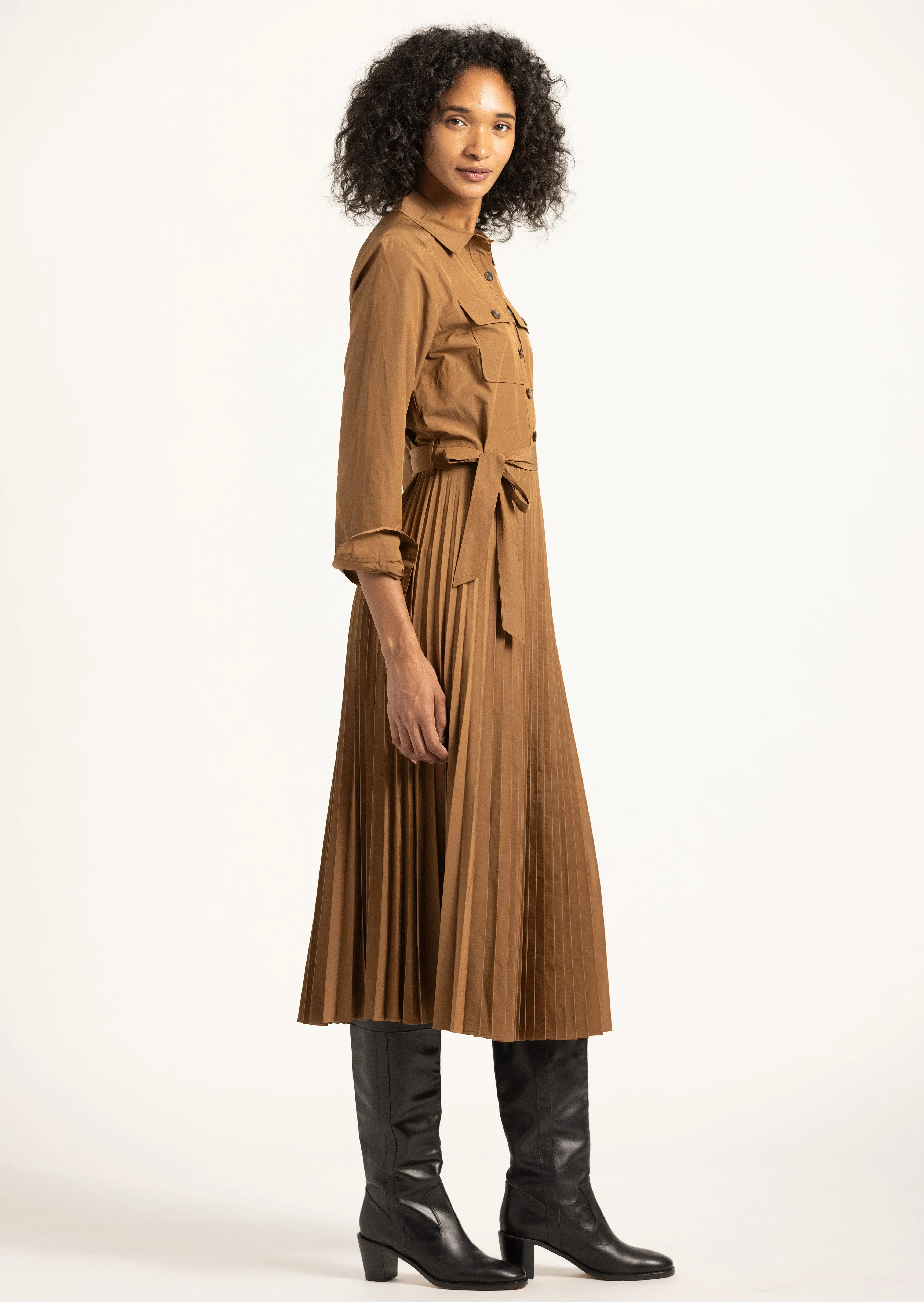 Kenza Pleated Midi Dress - Dark Mocha sold by Derek Lam product image thumbnail 5