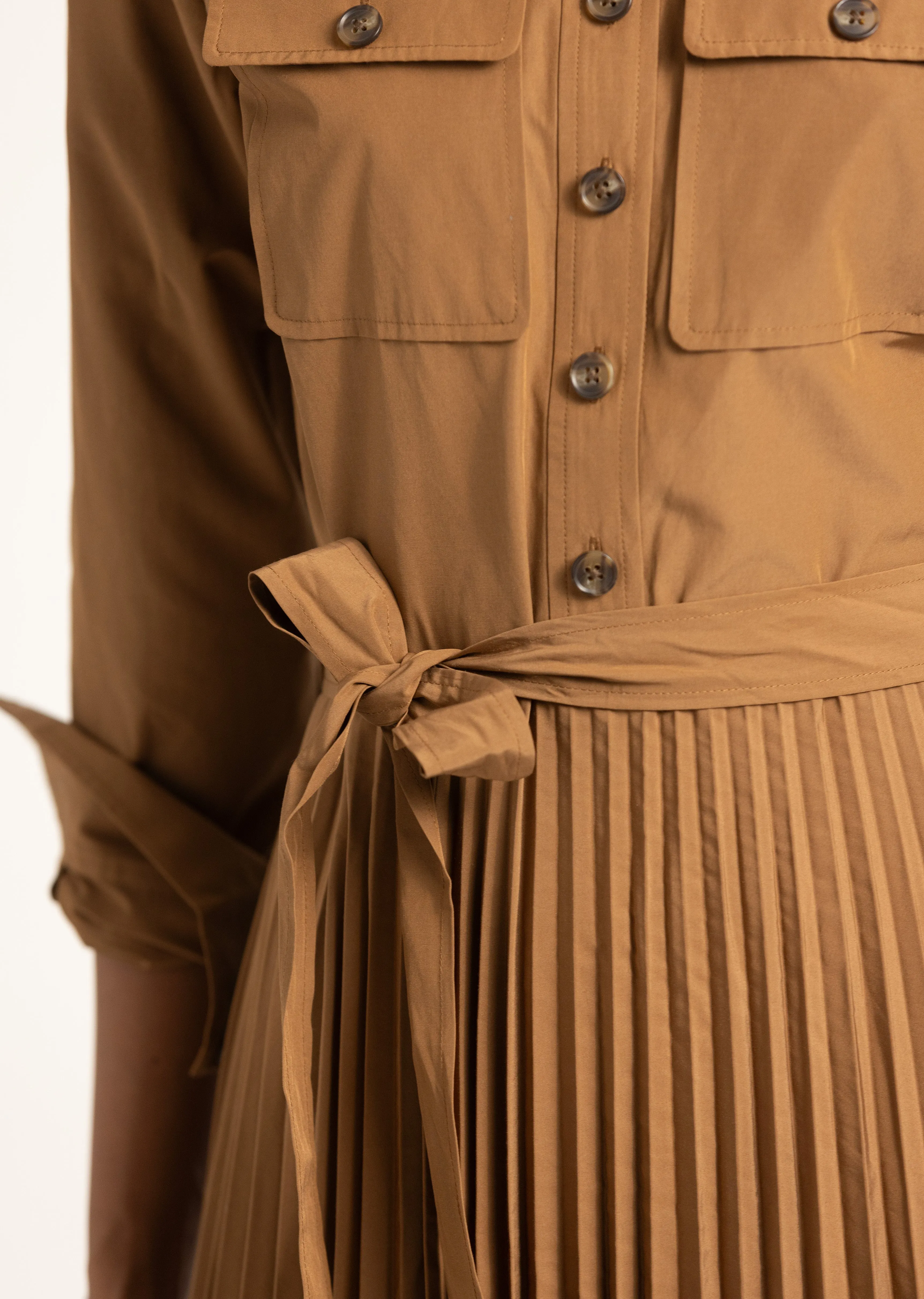 Kenza Pleated Midi Dress - Dark Mocha sold by Derek Lam product image thumbnail 2