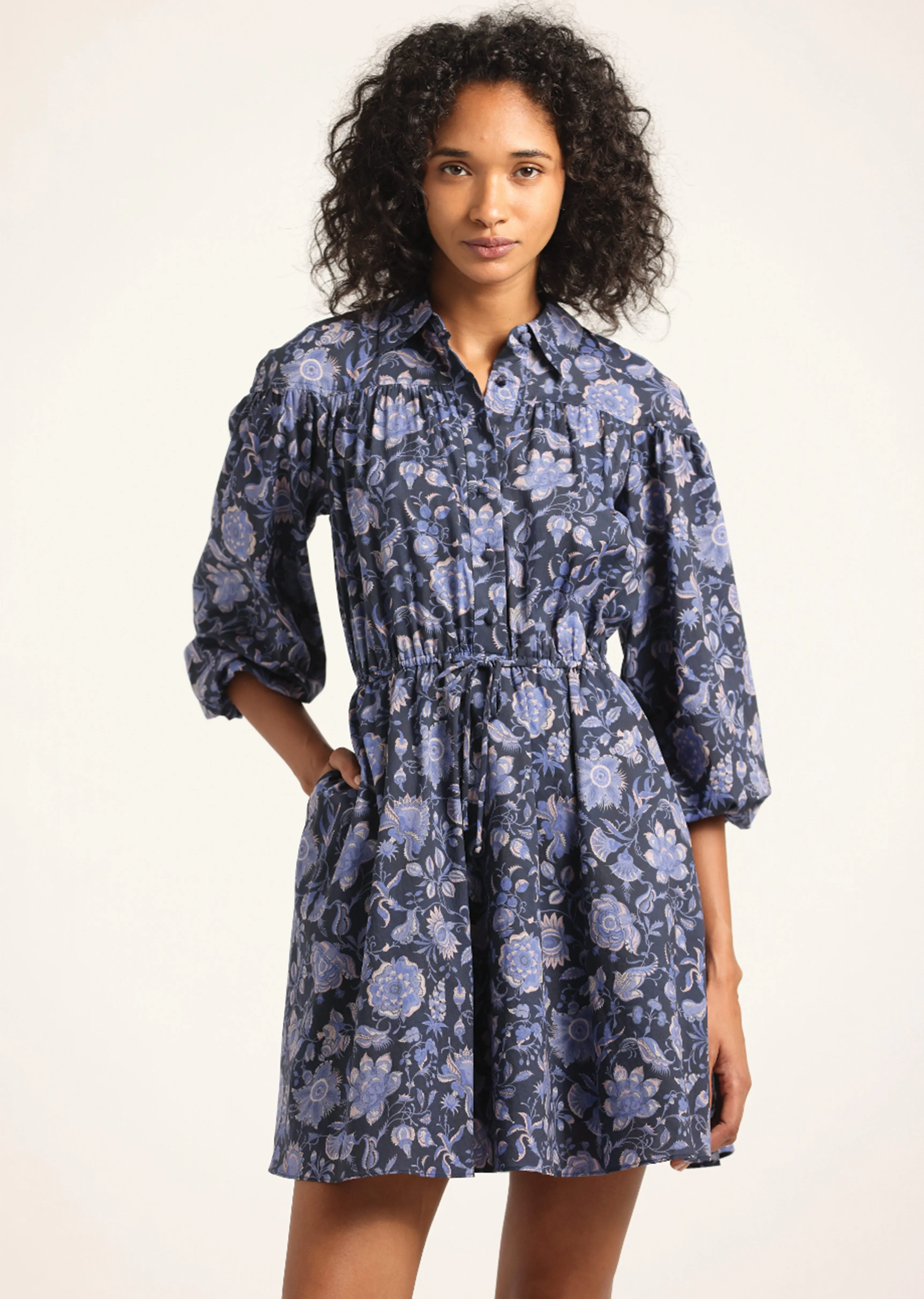 Arbi Shirt Dress - Cobalt Multi sold by Derek Lam