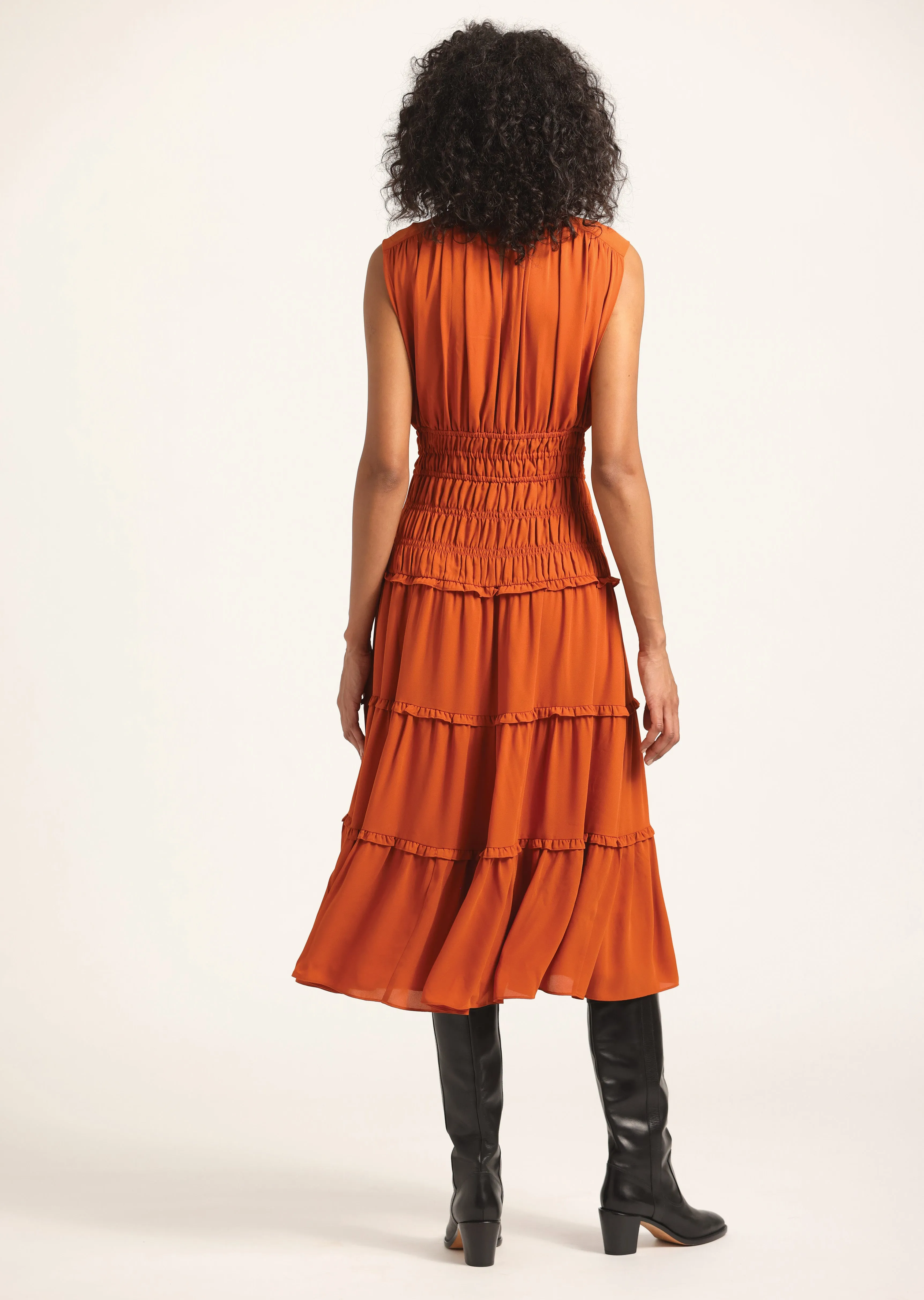 Junia Rouched Midi Dress - Cinnamon sold by Derek Lam product image thumbnail 5