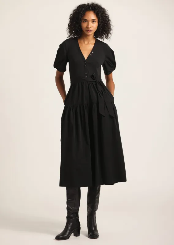 Natalia Mixed Media Dress - Black sold by Derek Lam