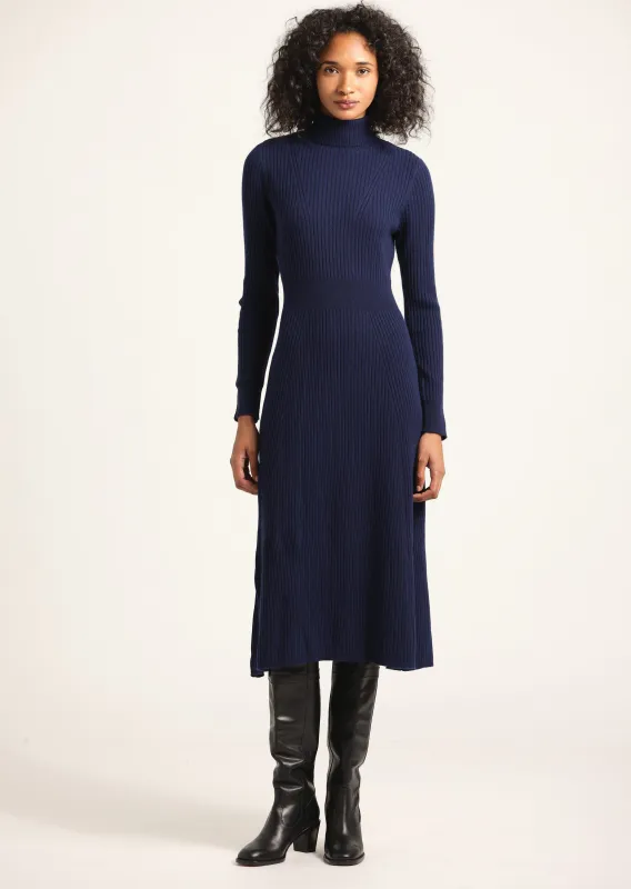 Diana Turtleneck Dress - Navy sold by Derek Lam
