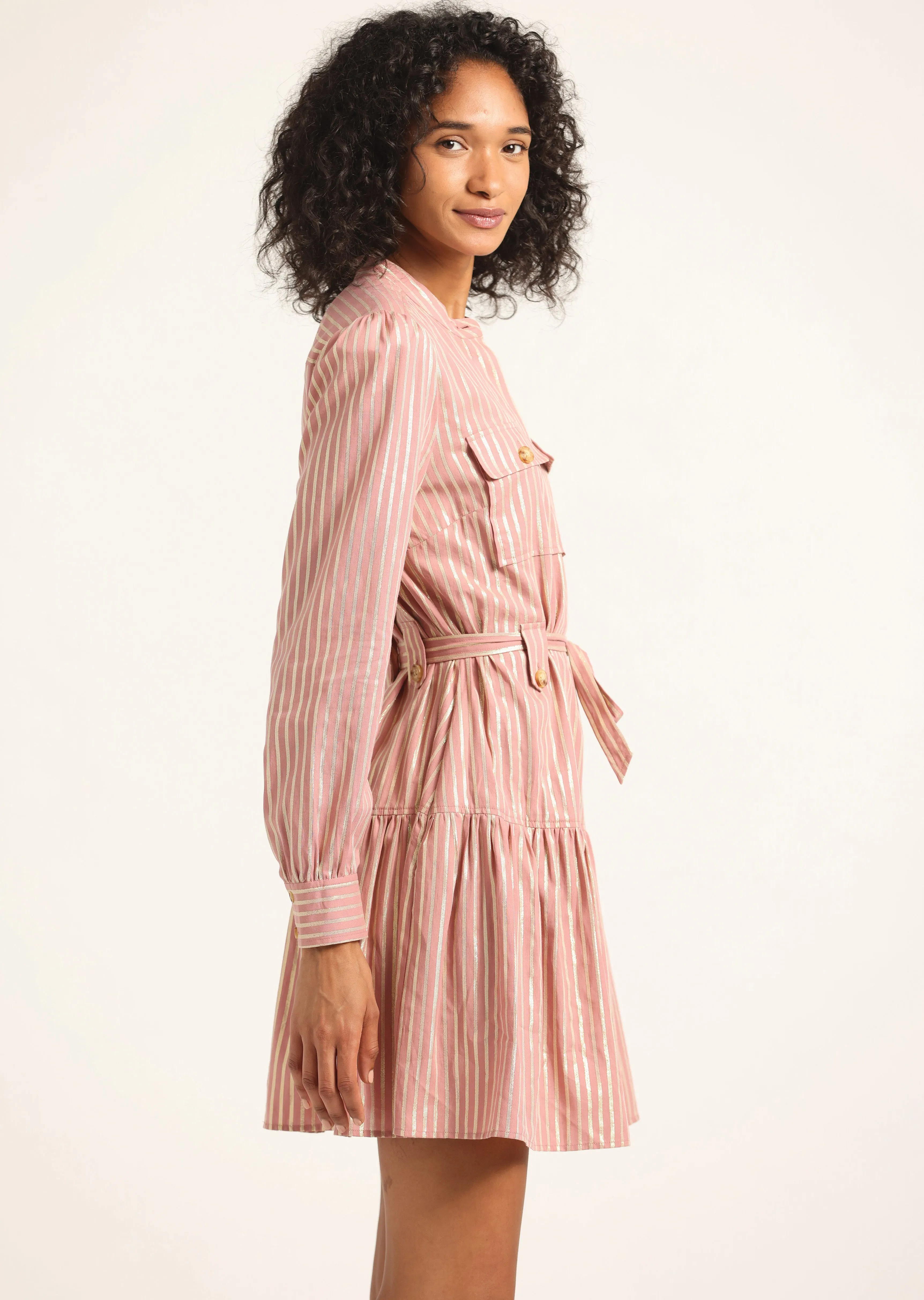 Kayla Utility Mini Shirt Dress - Rosewood-Gold sold by Derek Lam product image thumbnail 3