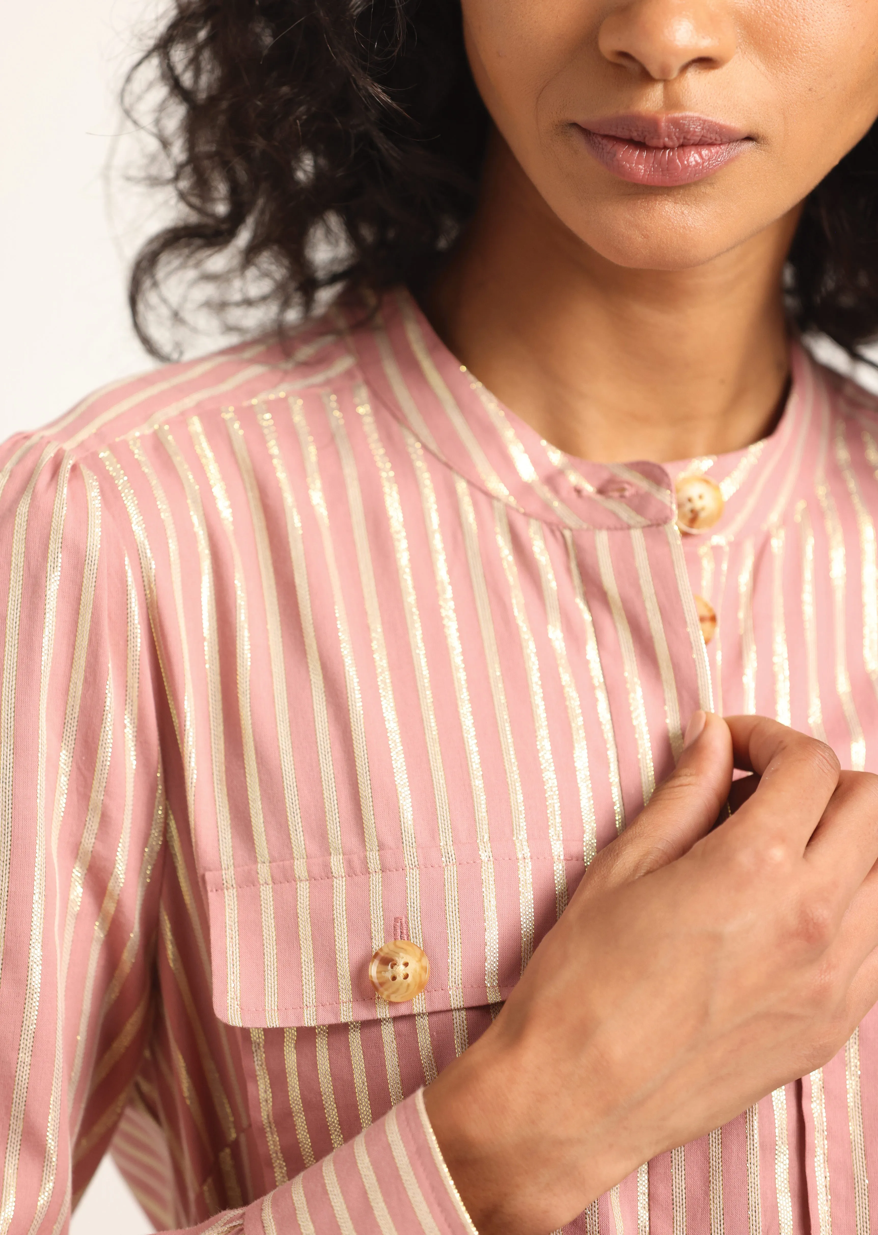 Kayla Utility Mini Shirt Dress - Rosewood-Gold sold by Derek Lam product image thumbnail 2