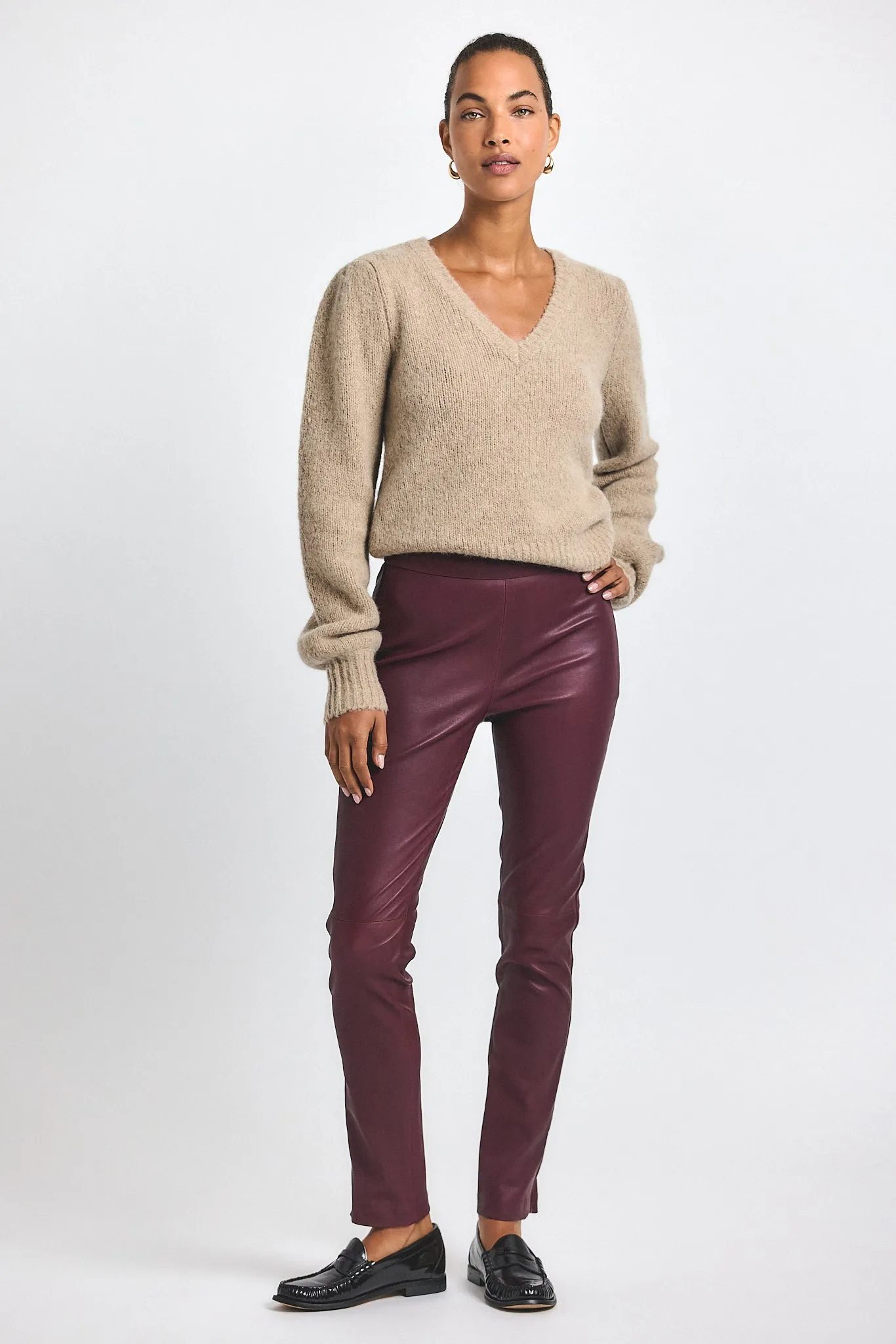 Thessaly Skinny Pant - Black Cherry sold by Derek Lam