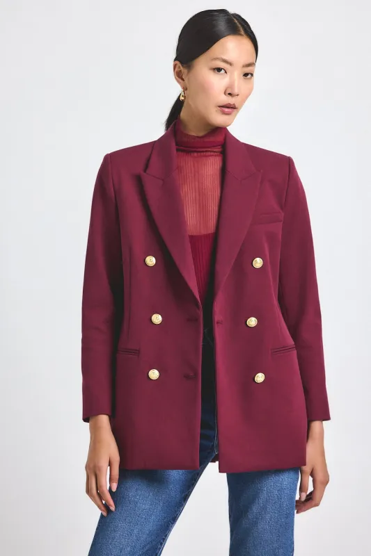 Walter Double Breasted Jacket - Bordeaux sold by Derek Lam