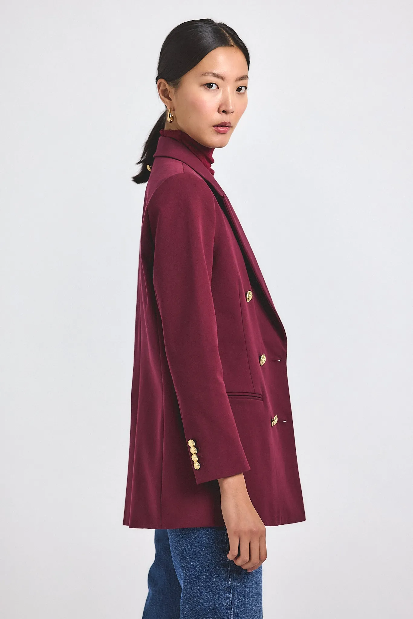 Walter Double Breasted Jacket - Bordeaux sold by Derek Lam product image thumbnail 3