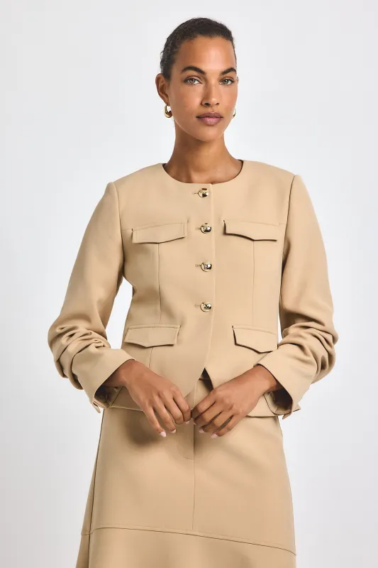 Novessa Ruched Sleeve Jacket - Camel made by Derek Lam
