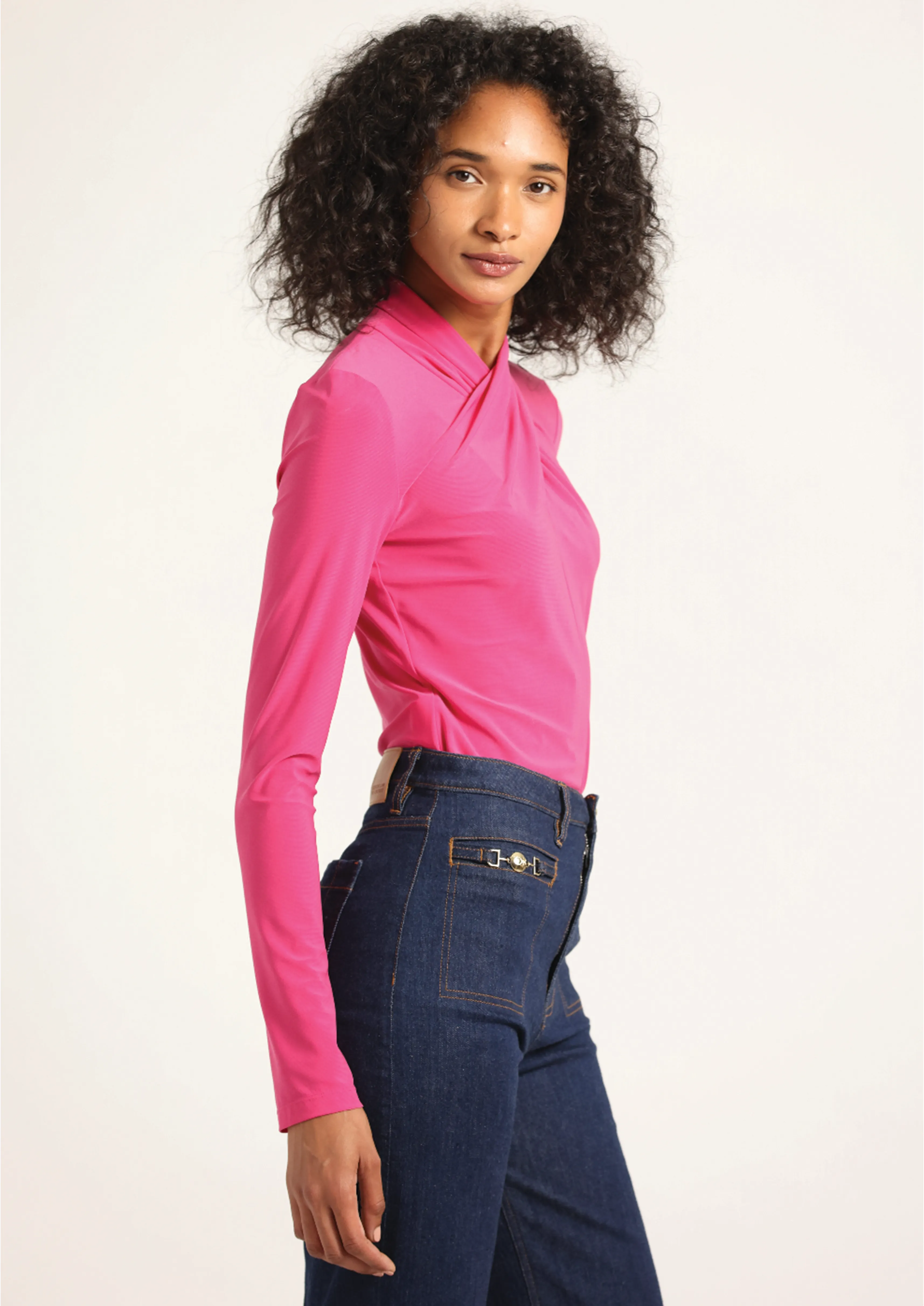 Krini Wrap Long Sleeve Jersey Top - French Rose sold by Derek Lam product image thumbnail 2
