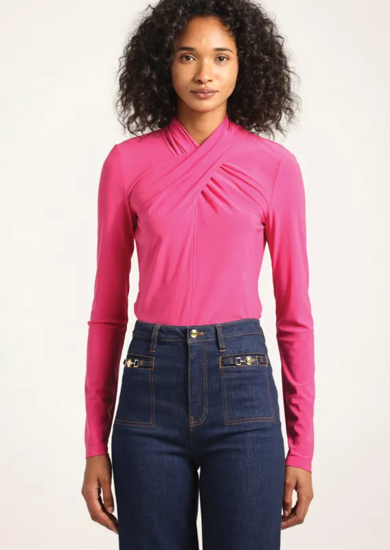 Krini Wrap Long Sleeve Jersey Top - French Rose sold by Derek Lam