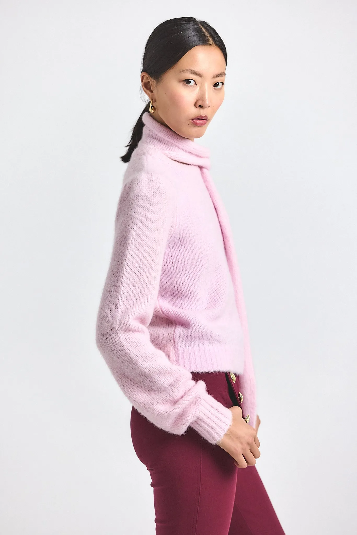 Leilani Plush Knit Tie Neck Sweater - Slipper Pink sold by Derek Lam product image thumbnail 4