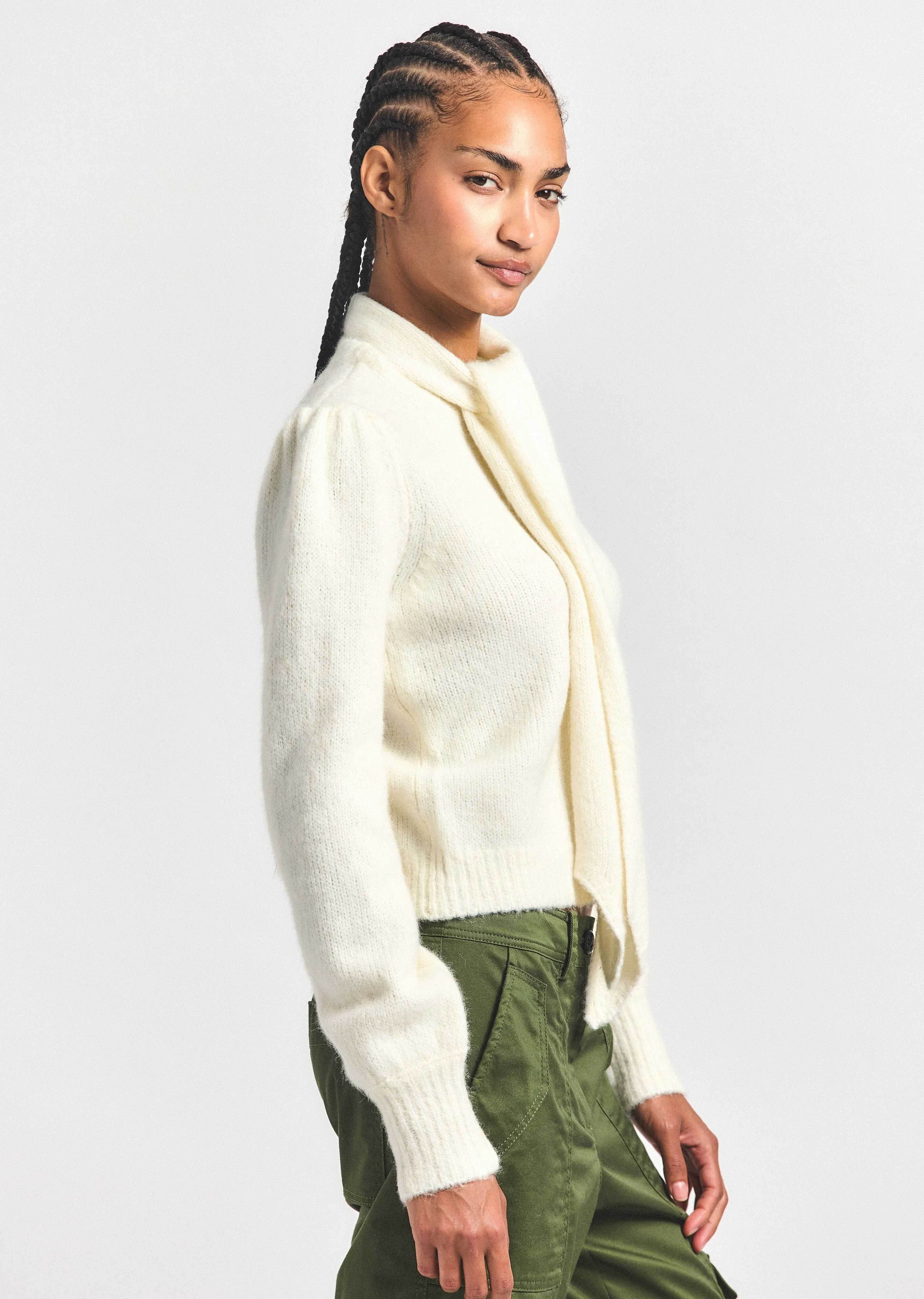 Leilani Plush Knit Tie Neck Sweater - Ivory sold by Derek Lam product image thumbnail 3