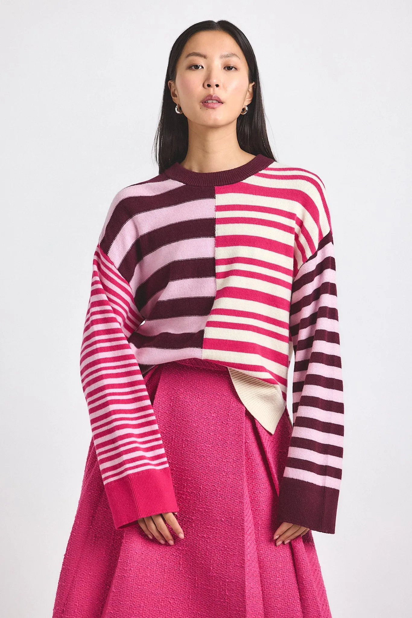 Avalon Spliced Stripe Sweater - Pink Multi sold by Derek Lam