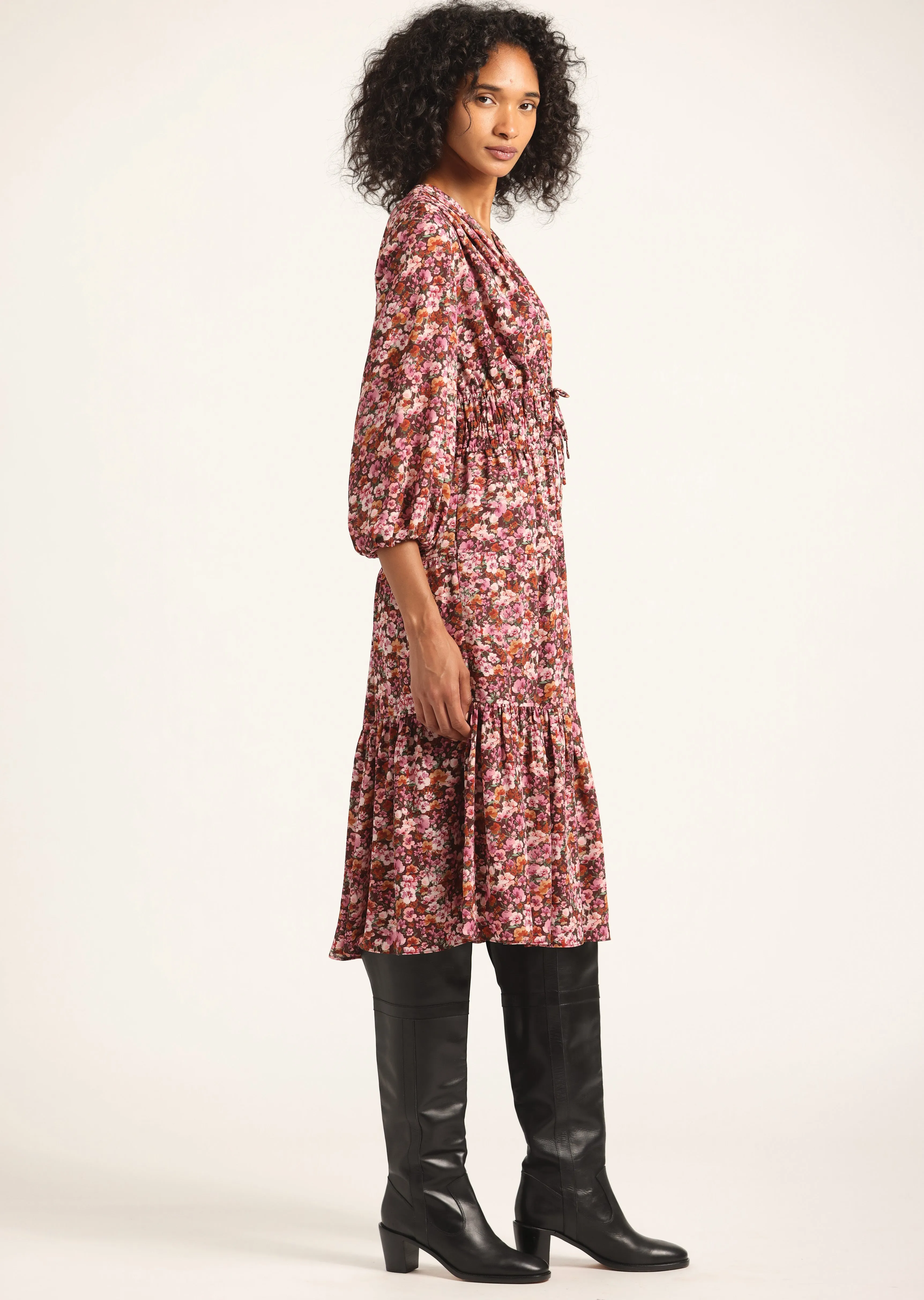 Elsa A-Line Dress - Burgundy Mini Floral sold by Derek Lam product image thumbnail 3