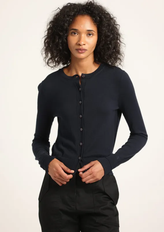 Thibeaut Long Sleeve Cardigan - Navy sold by Derek Lam