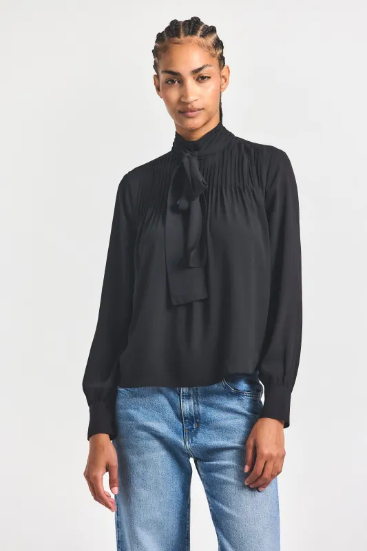 Valentine Neck Tie Blouse - Black sold by Derek Lam