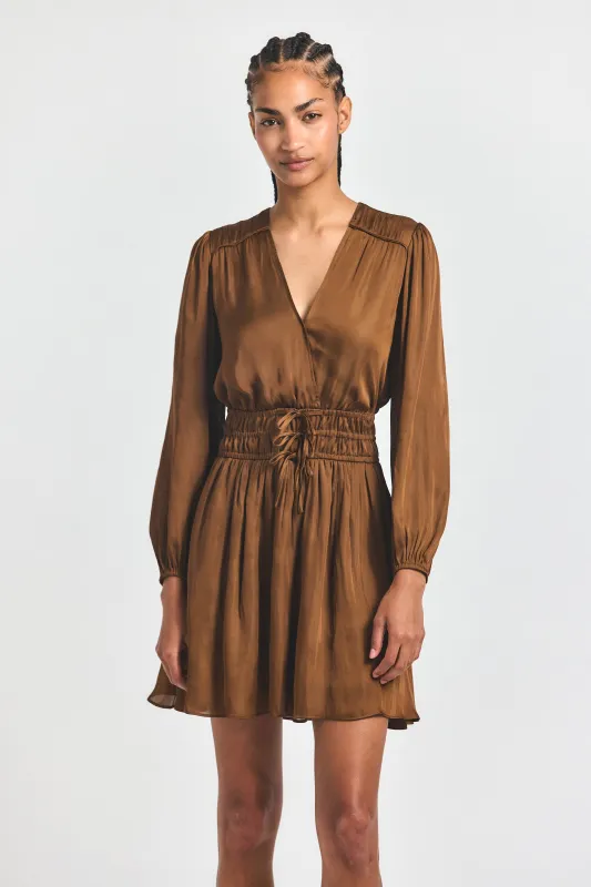 Calanthe Long Sleeve Dress - Dark Mocha sold by Derek Lam
