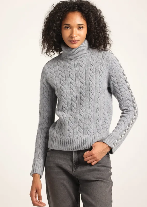 Pippa Lace Up Turtleneck - Grey sold by Derek Lam