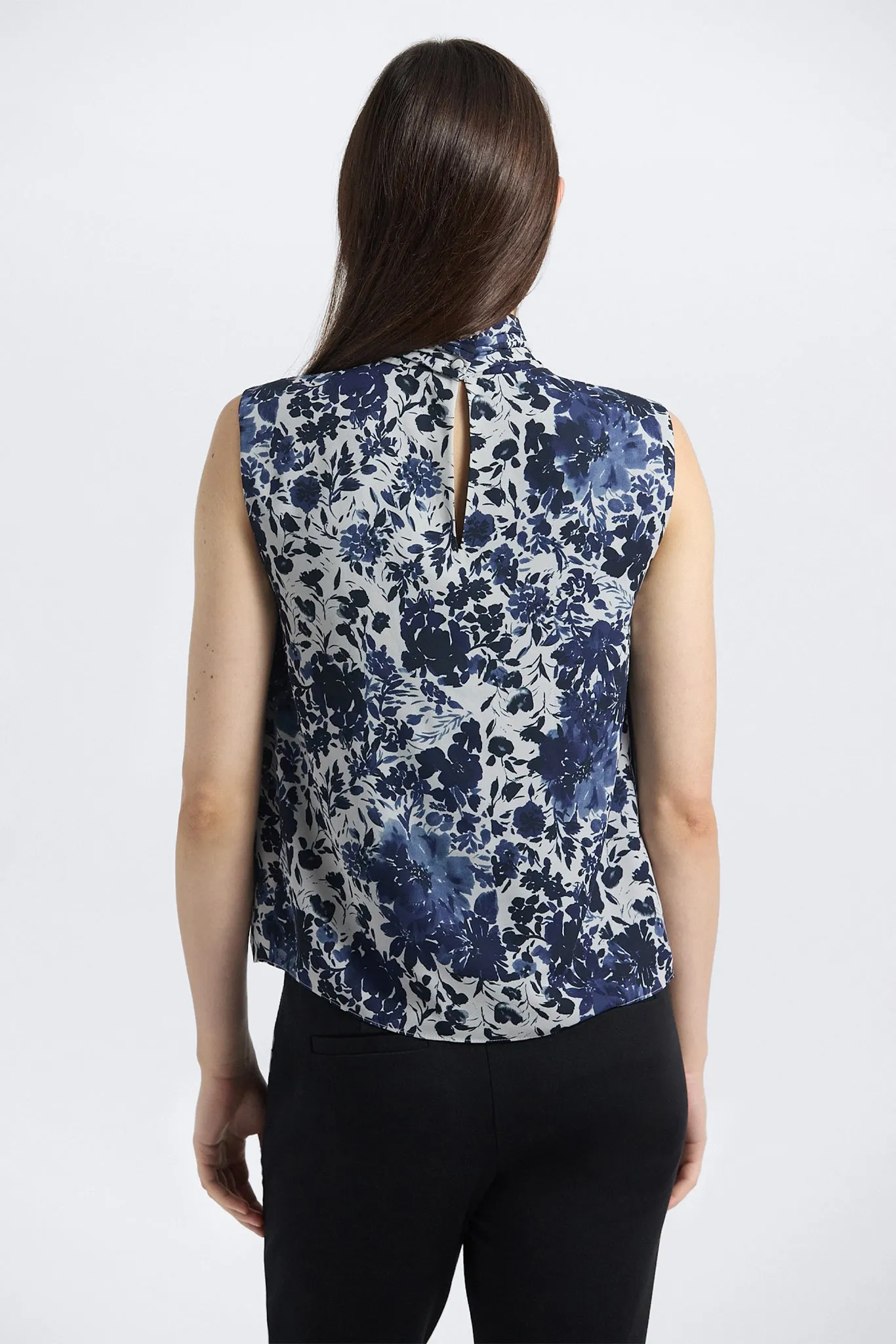 Allie Sleeveless Bow Blouse - Denim Blue Multi sold by Derek Lam product image thumbnail 4