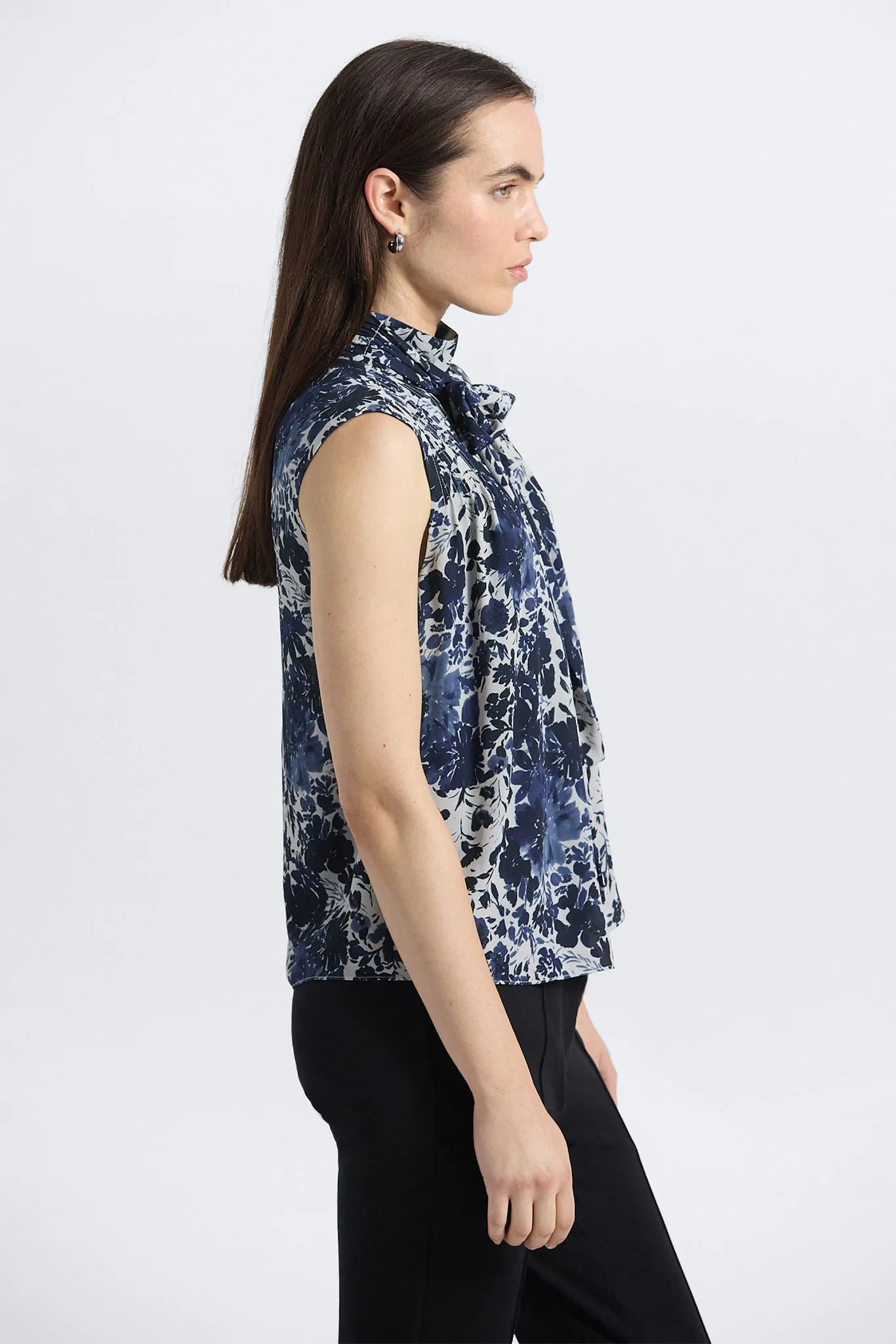 Allie Sleeveless Bow Blouse - Denim Blue Multi sold by Derek Lam product image thumbnail 3