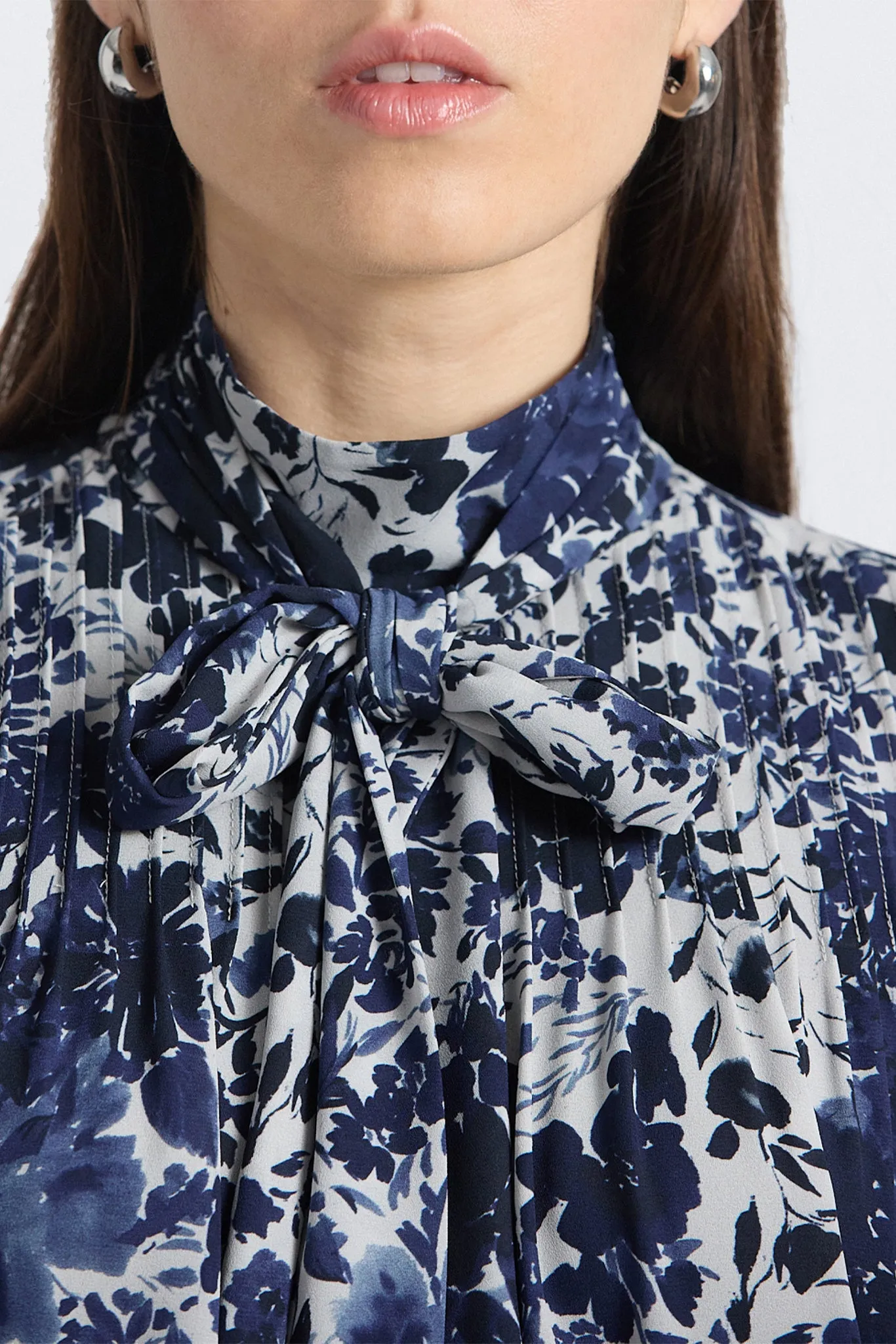 Allie Sleeveless Bow Blouse - Denim Blue Multi sold by Derek Lam product image thumbnail 2