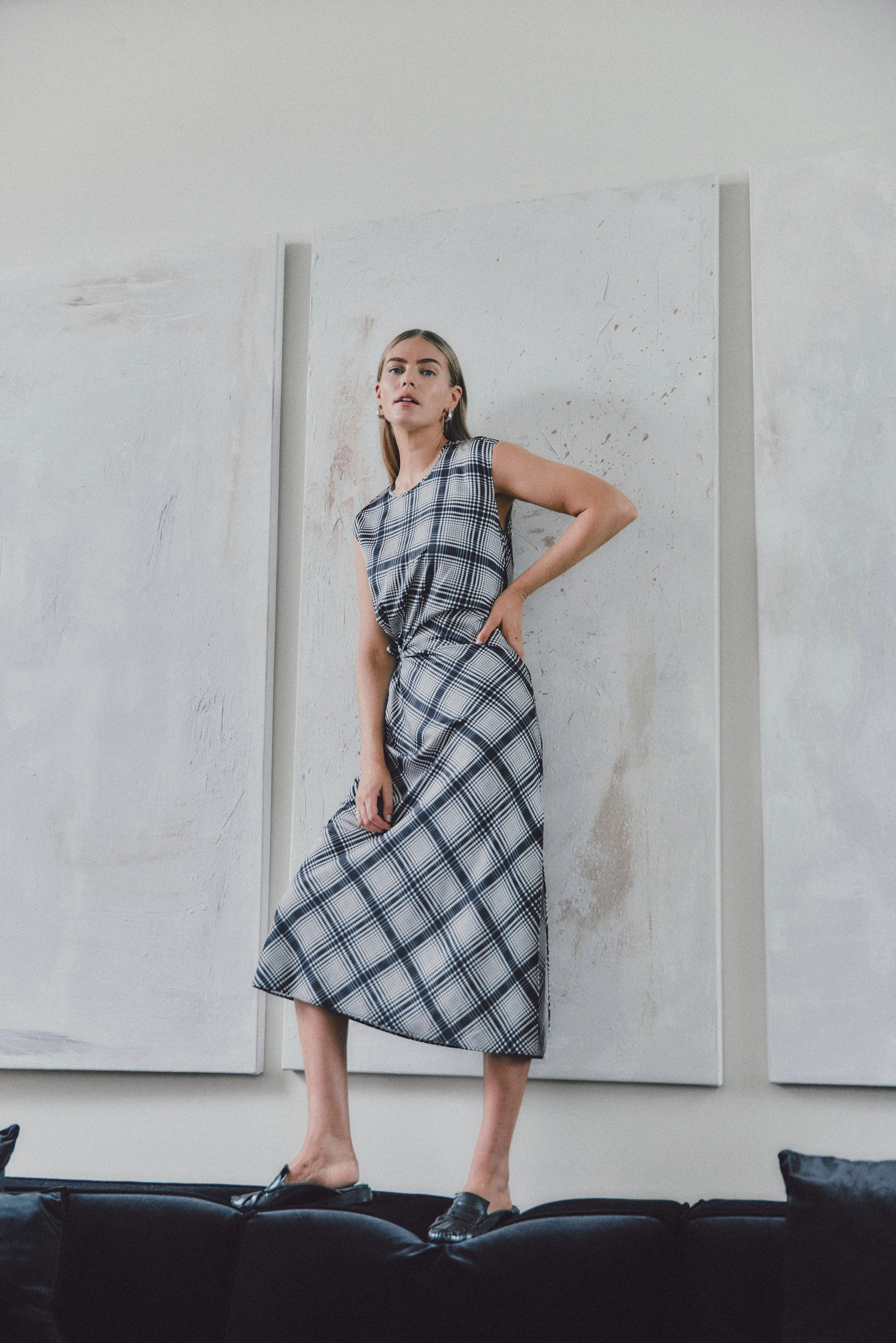 Adelita Satin Dress - Black/Shark/Ecru sold by Derek Lam product image thumbnail 2