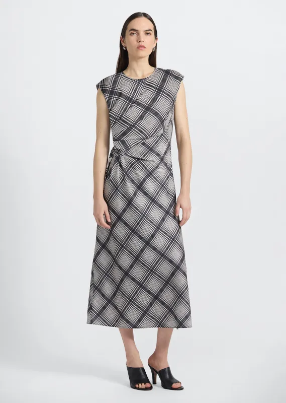 Adelita Satin Dress - Black/Shark/Ecru sold by Derek Lam