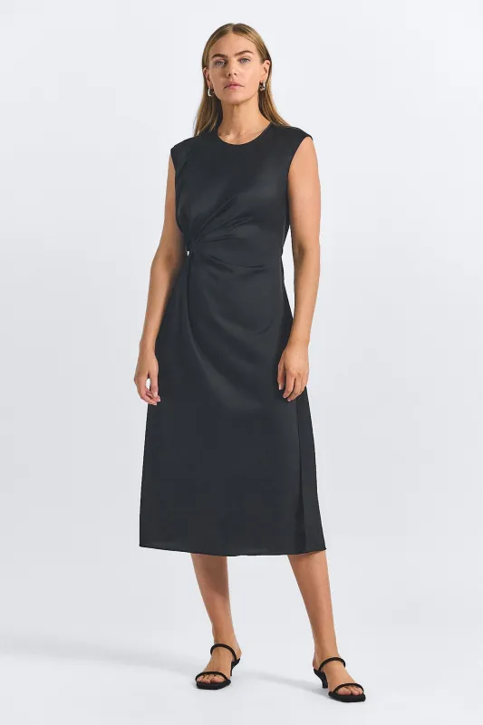 Adelita Satin Dress - Black sold by Derek Lam