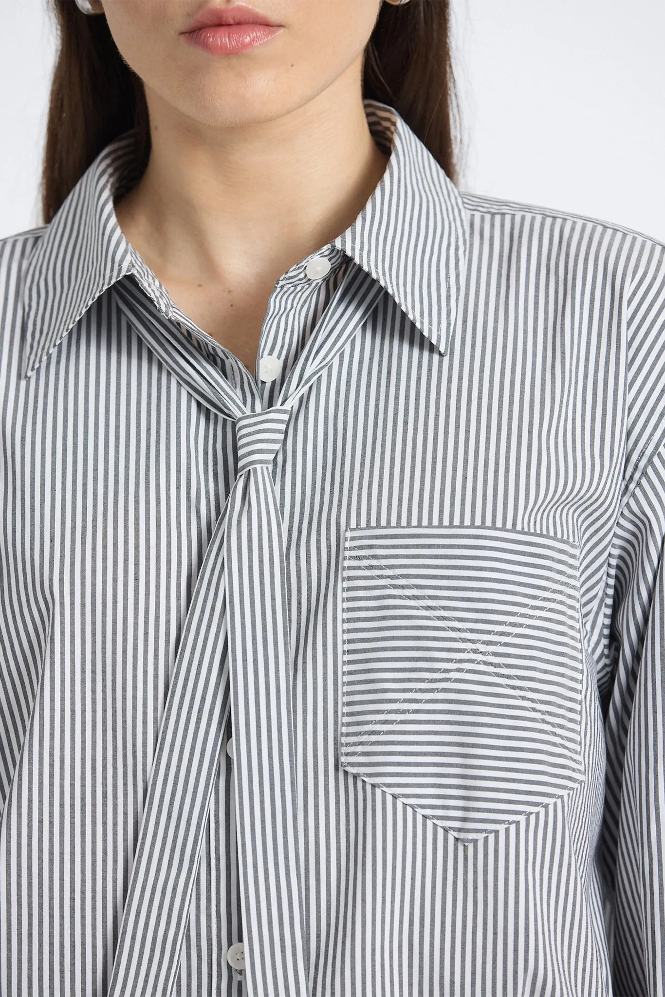Edeline Striped Poplin Shirt - Grey/White sold by Derek Lam product image thumbnail 2