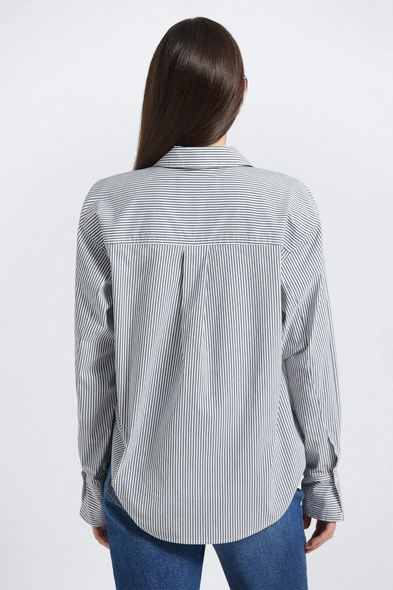 Edeline Striped Poplin Shirt - Grey/White sold by Derek Lam product image thumbnail 5