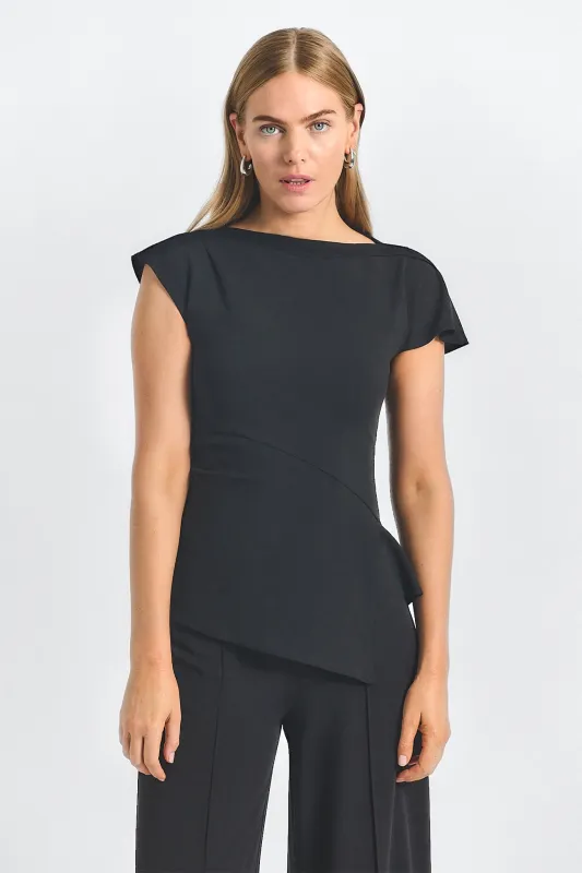 Luelle Crepe Knit Assymetric Top - Black sold by Derek Lam