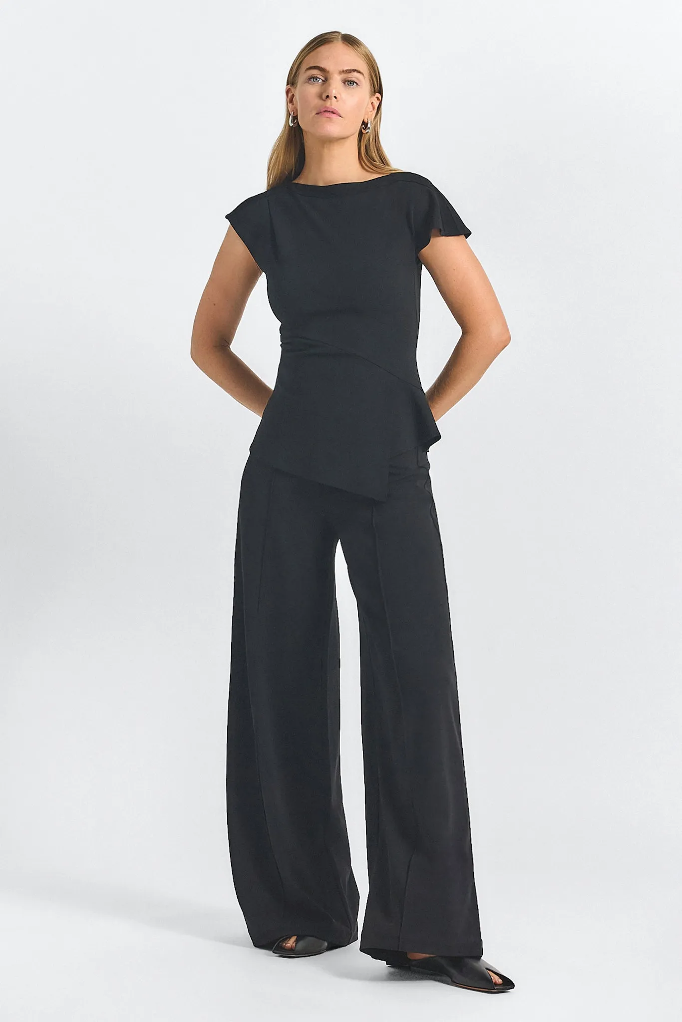 Luelle Crepe Knit Assymetric Top - Black sold by Derek Lam product image thumbnail 3