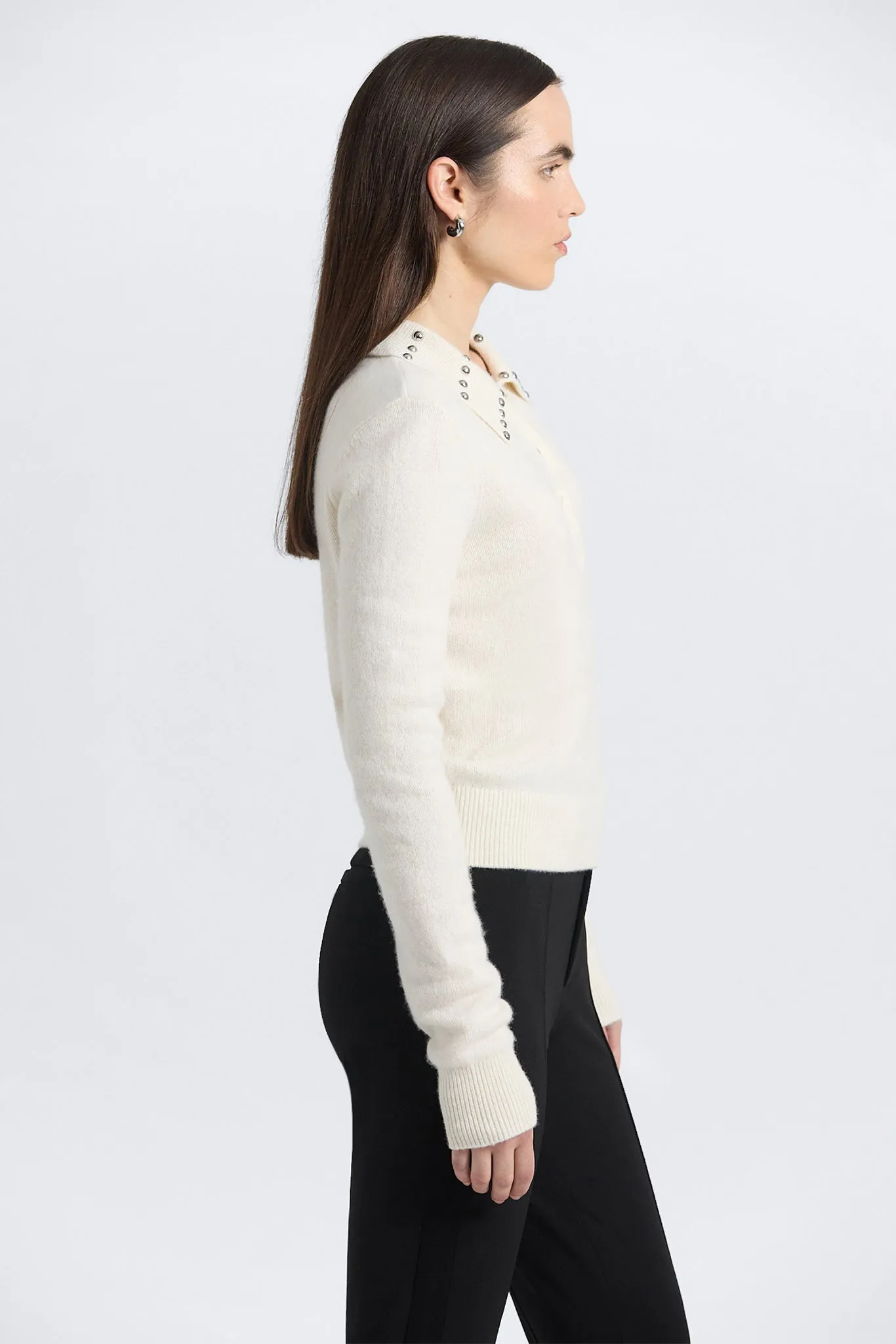 Sancia Embellished Collar Sweater - Ivory/Snow White sold by Derek Lam product image thumbnail 3