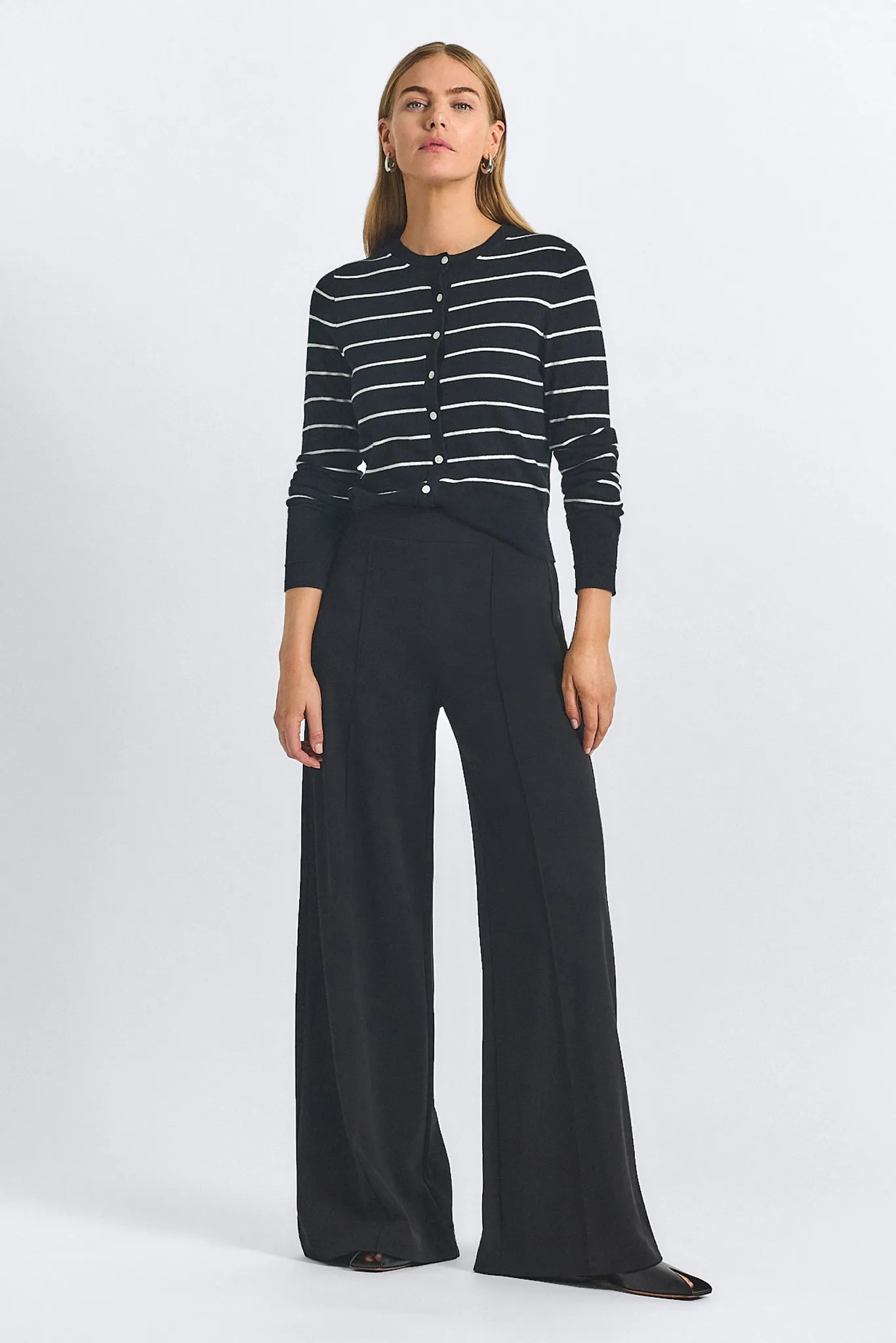 Tempest Wide Leg Knit Trouser - Black sold by Derek Lam