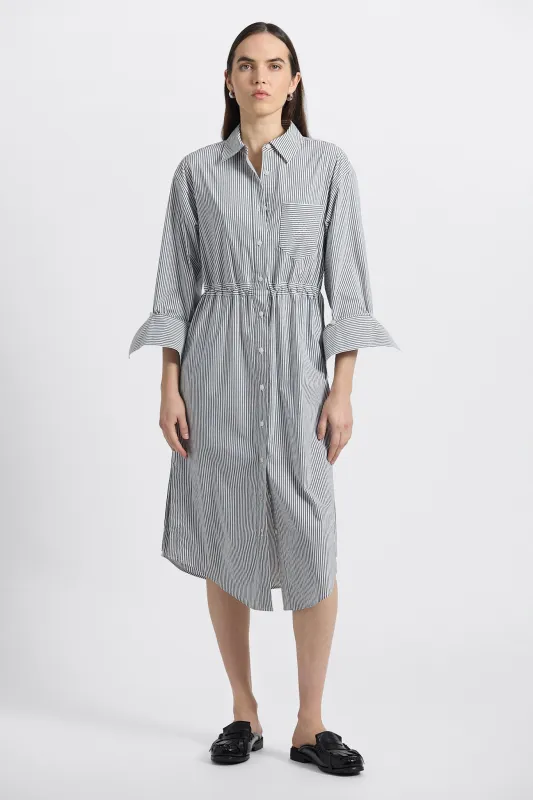 Annalisa Striped Shirt Dress - Grey/White sold by Derek Lam