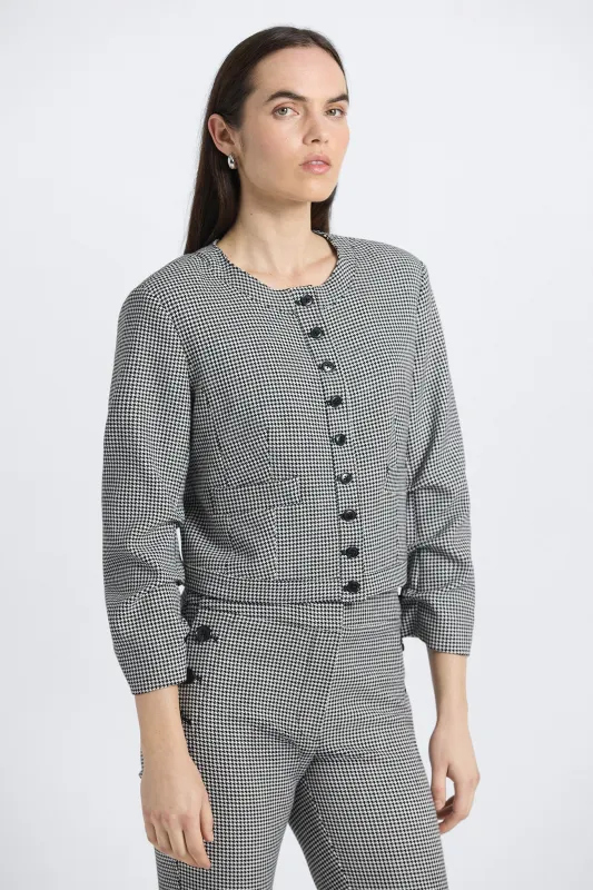 Piera Ruched Sleeve Jacket - black/white sold by Derek Lam