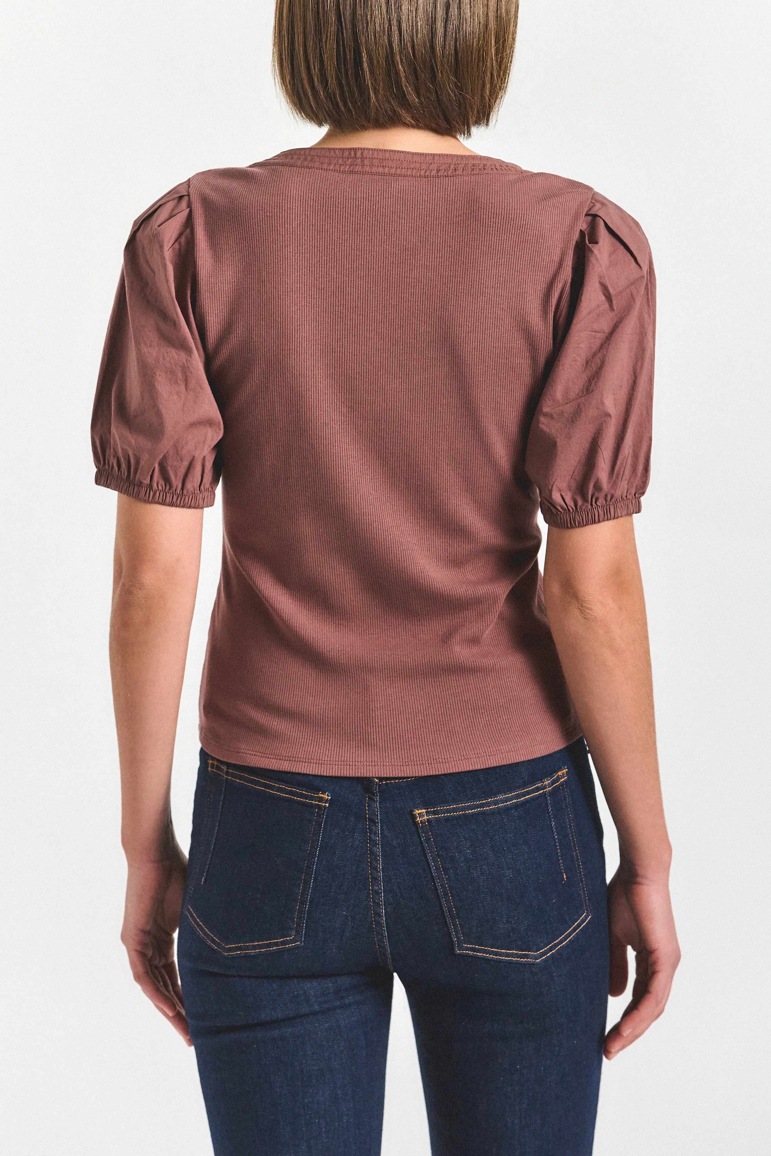 Willa Balloon Sleeve Scoop Top - Deep Mocha sold by Derek Lam product image thumbnail 4