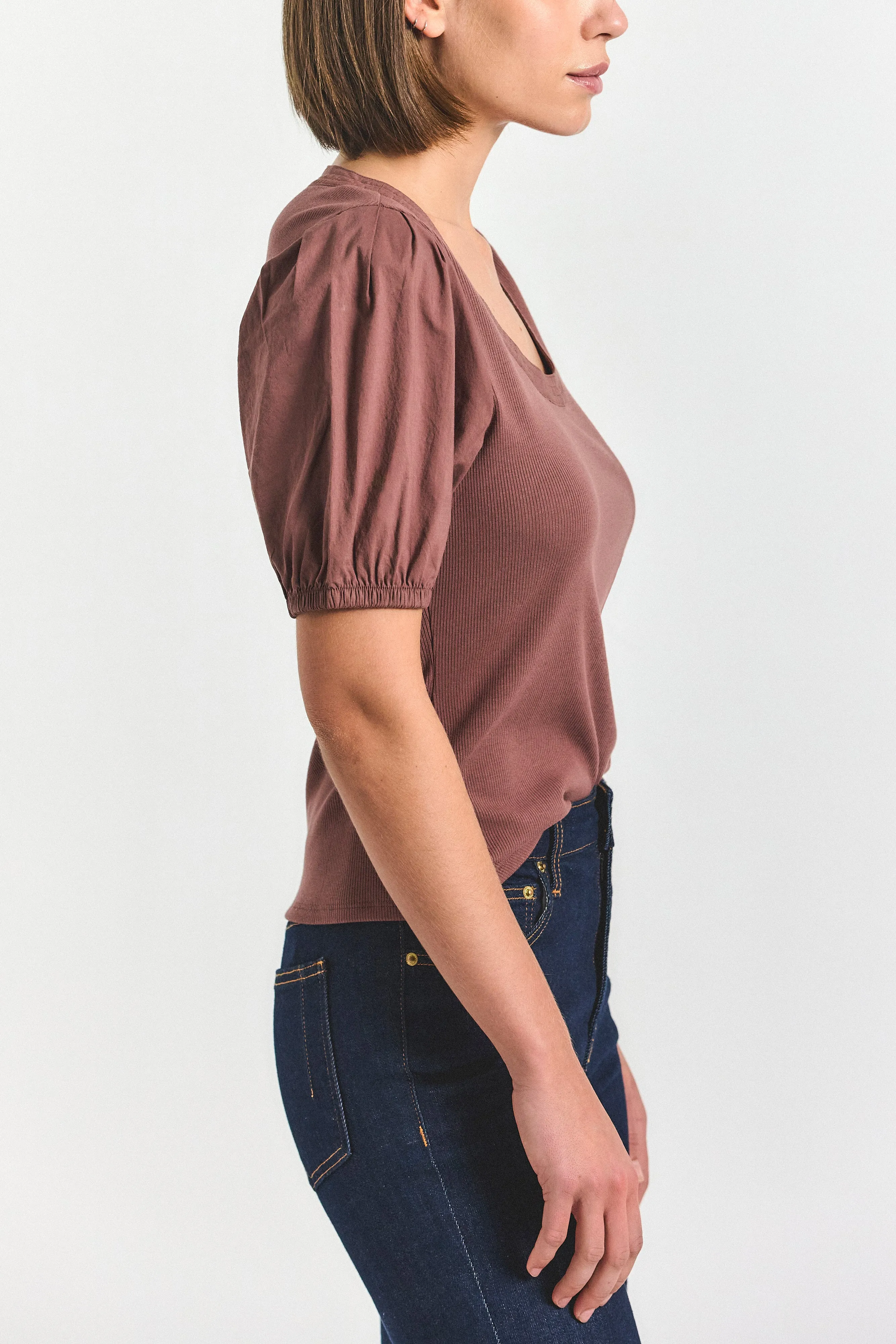Willa Balloon Sleeve Scoop Top - Deep Mocha sold by Derek Lam product image thumbnail 3