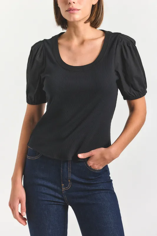 Willa Balloon Sleeve Scoop Top - Black sold by Derek Lam