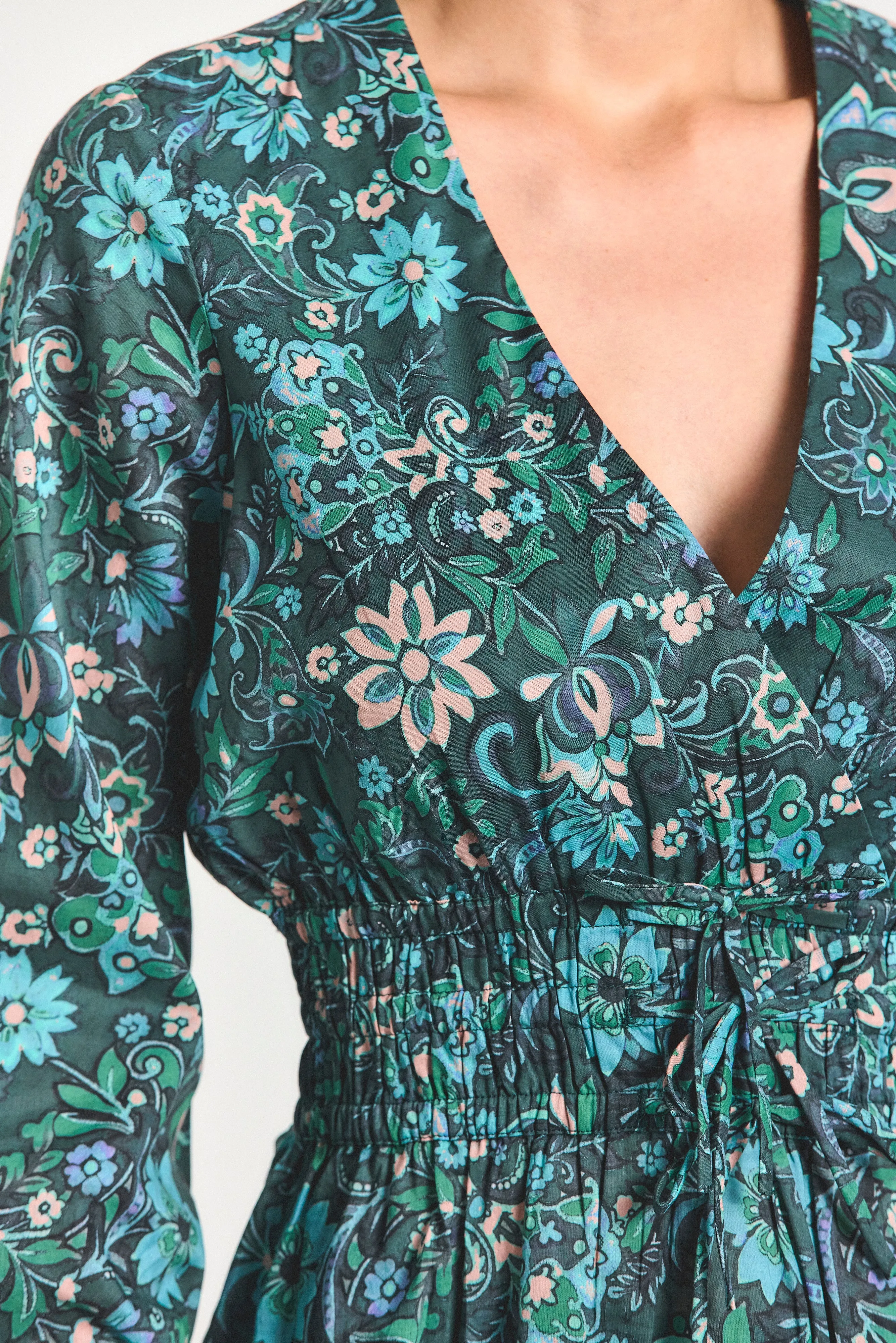 Lilith V-Neck Blouse - Teal Multi sold by Derek Lam product image thumbnail 2