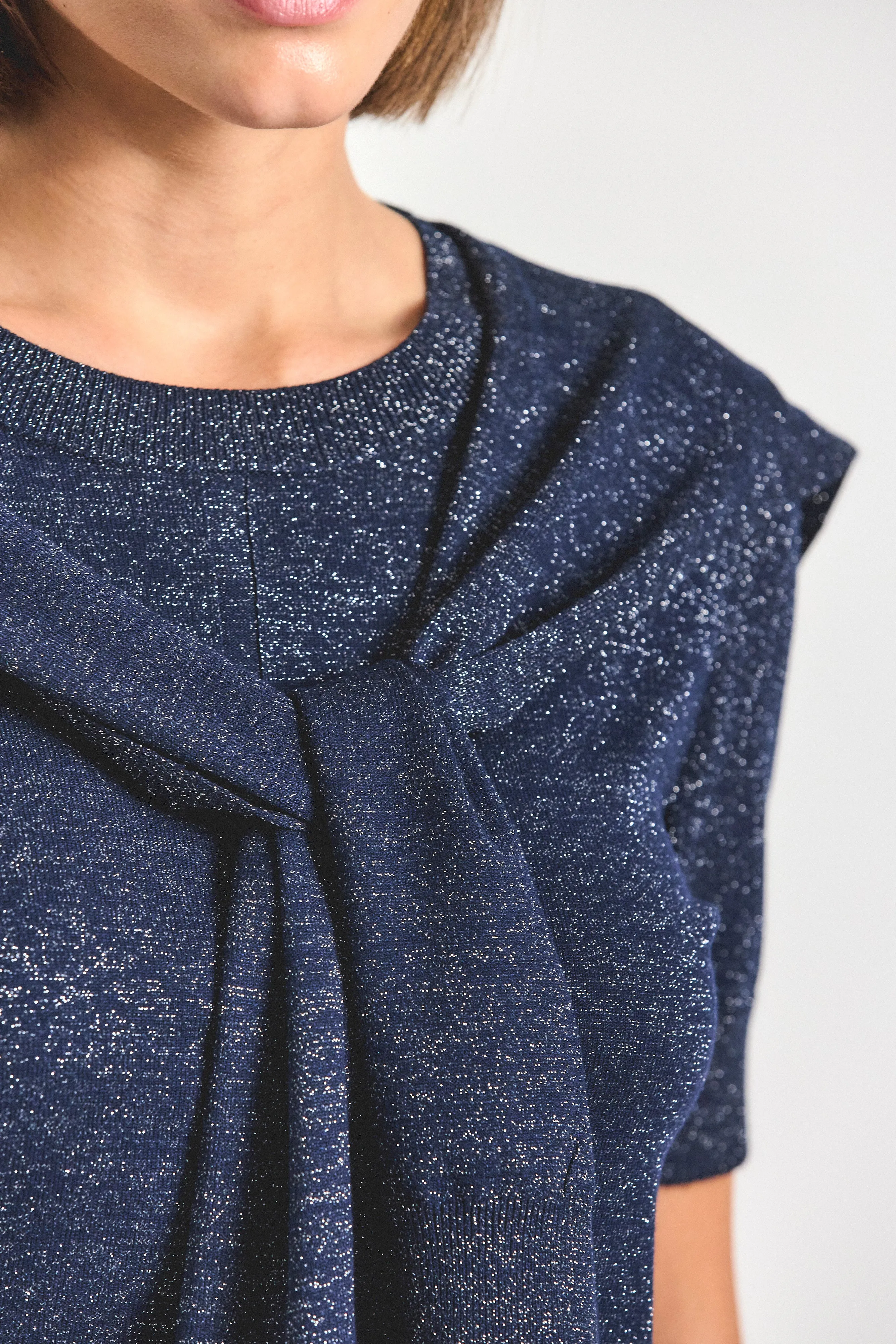 Twain Short Sleeve Pre Styled Sweater - Navy sold by Derek Lam product image thumbnail 2