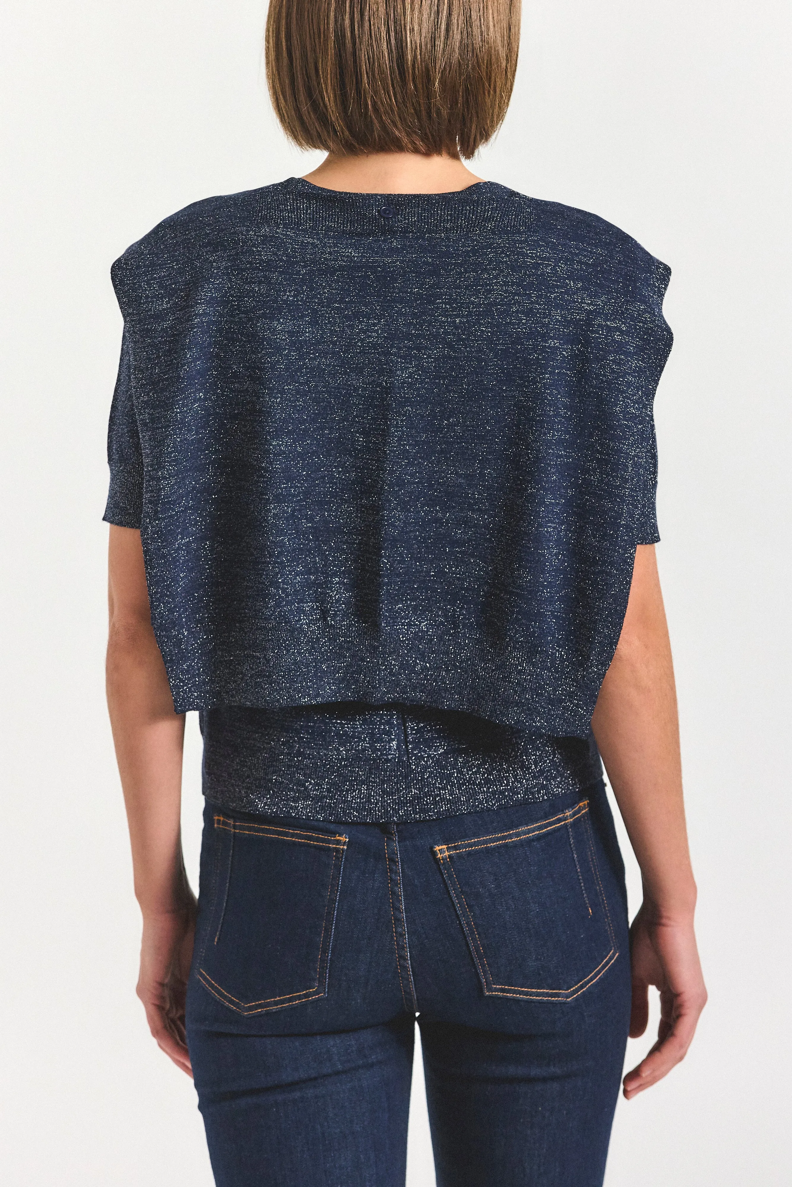 Twain Short Sleeve Pre Styled Sweater - Navy sold by Derek Lam product image thumbnail 4