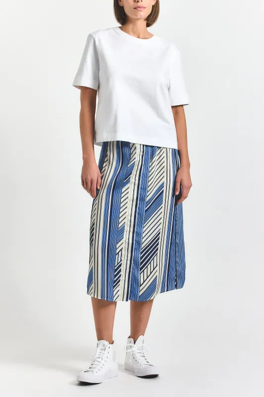 Ravenna Button Front Skirt - Navy/Ecru/Ultramarine/White sold by Derek Lam